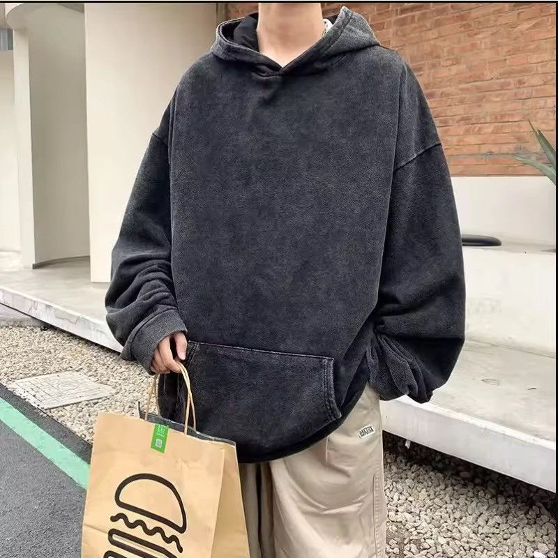 Japanese Brand Boxy Hoodie - Mineral Wash Charcoal Size US L / EU 52-54 / 3 - 1 Thumbnail