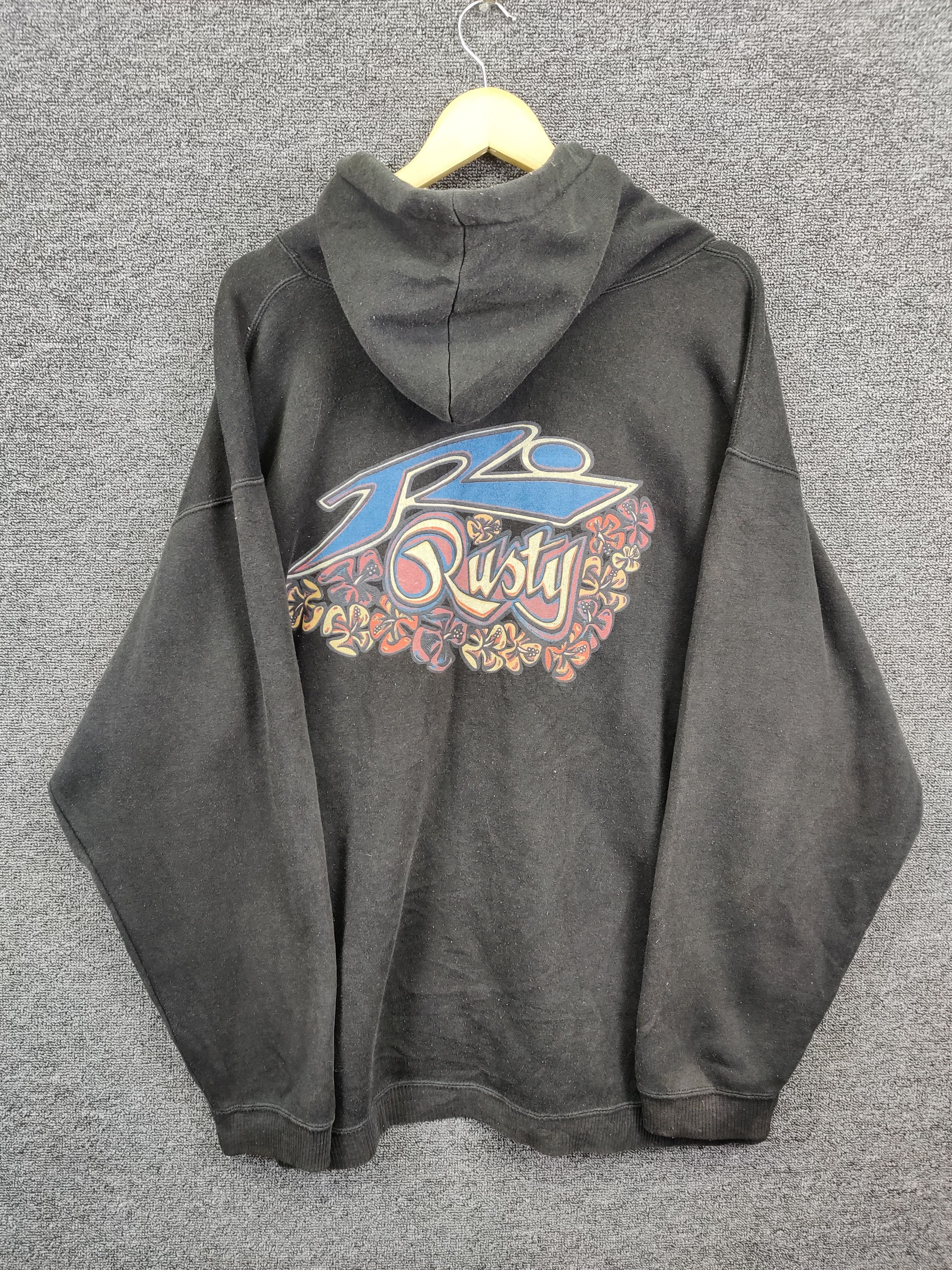 Vintage Rusty Floral Big Logo Pullover Hoodie Oversize