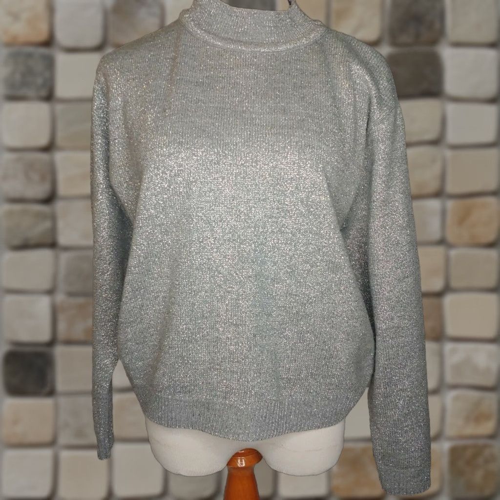 Vintage VINTAGE Willow Ridge Sweater Women Large Sparkly Silver Glitter Sweater Party Size L / US 10 / IT 46 - 1 Thumbnail