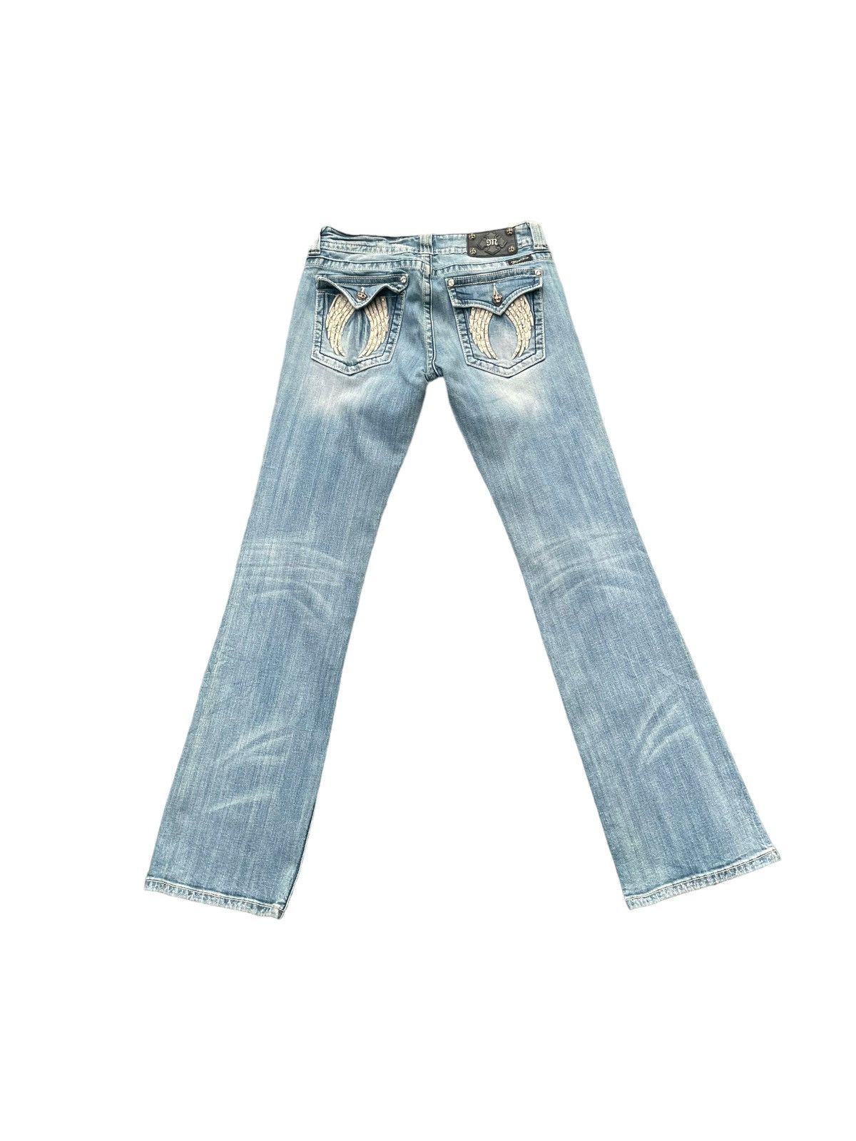 image of Distressed Denim Miss Me Flare Distresed Denim in Blue, Women's (Size 32)
