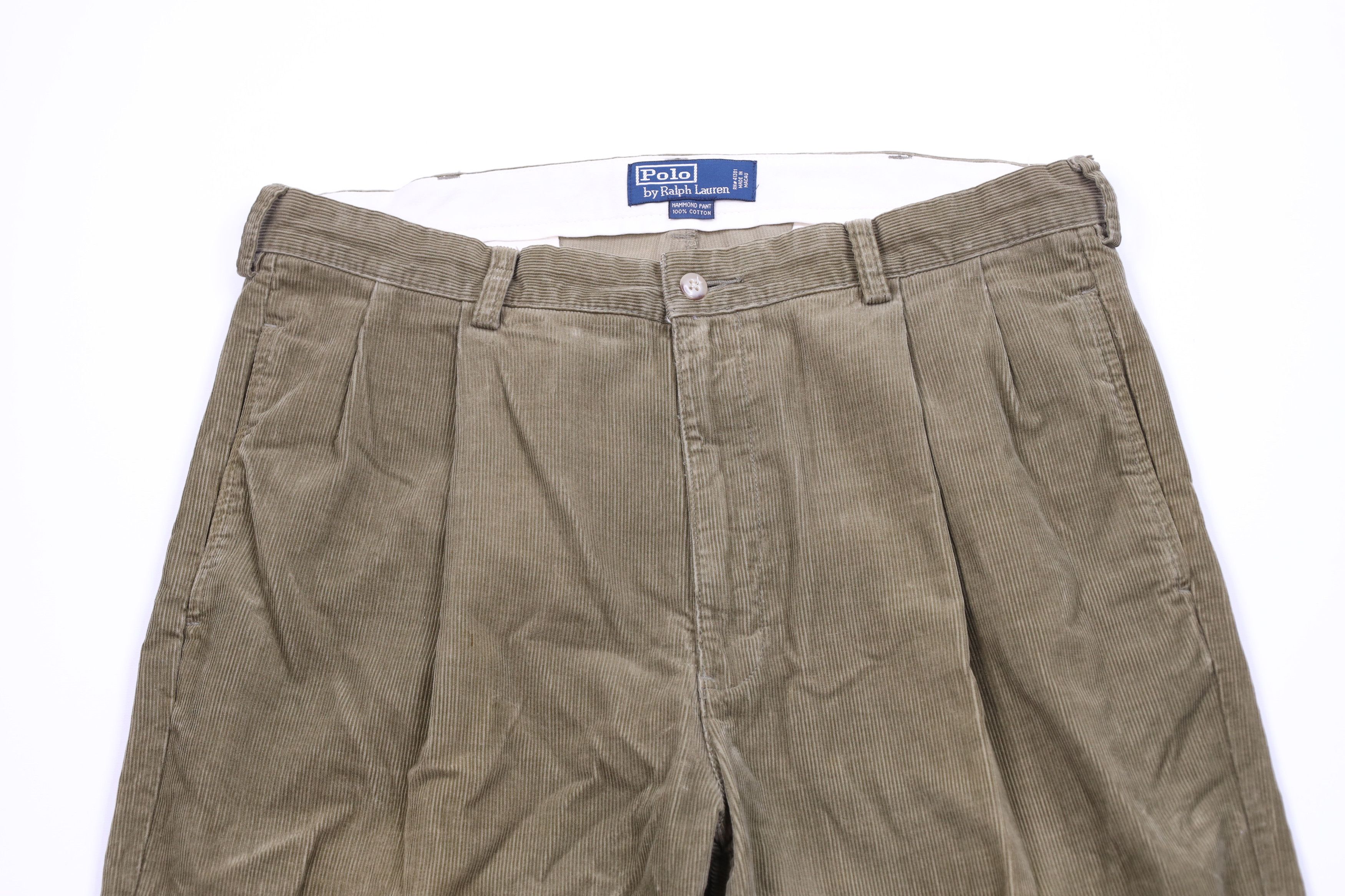 Ralph Lauren Vintage 90s Ralph Lauren Wide Leg Corduroy Chino Pants Green Size US 34 / EU 50 - 2 Thumbnail
