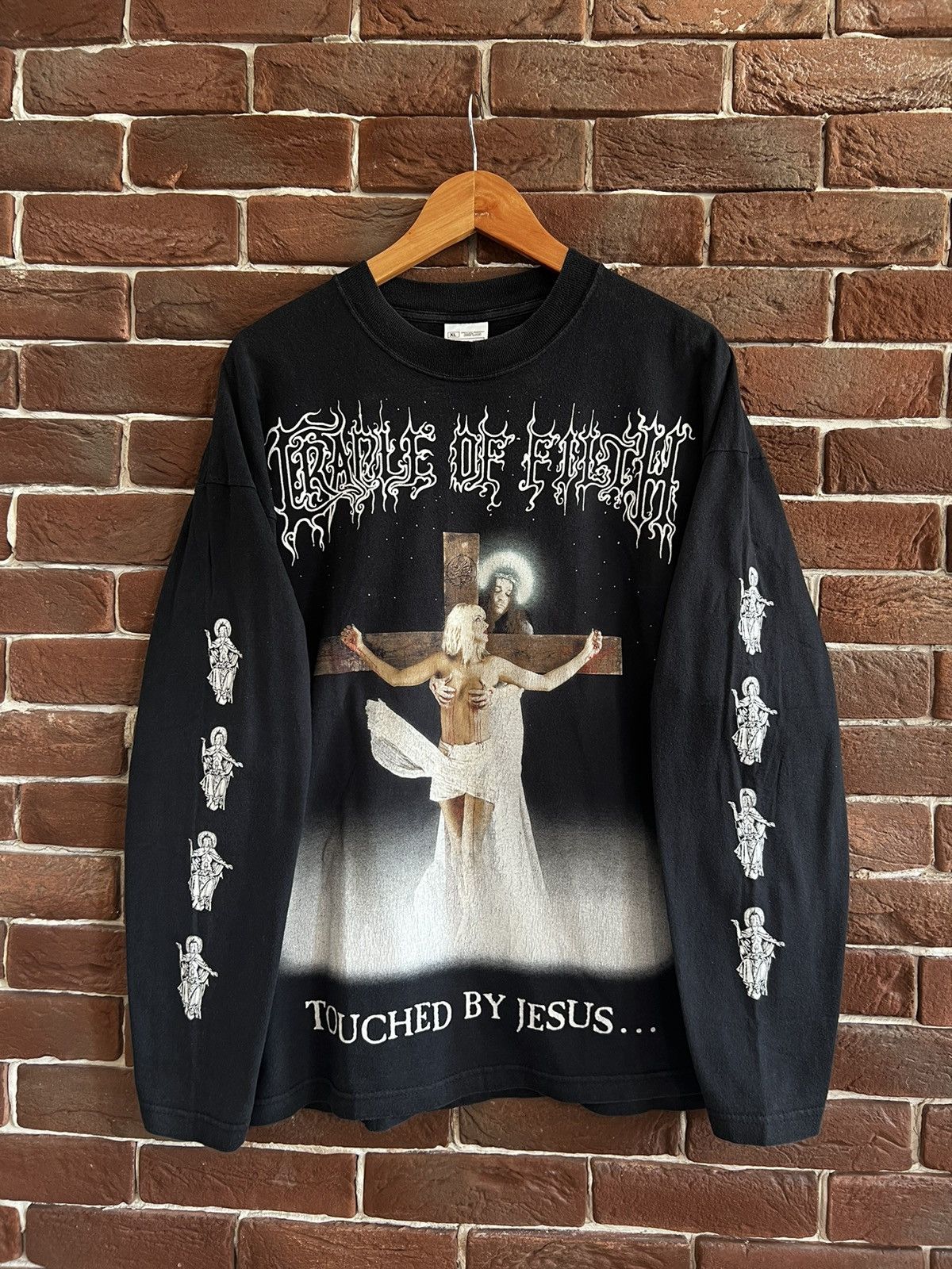 image of Band Tees x Grail Vintage 2000 Cradle Of Filth "touched By Jesus" Band Tshirt in Washed Black (Size