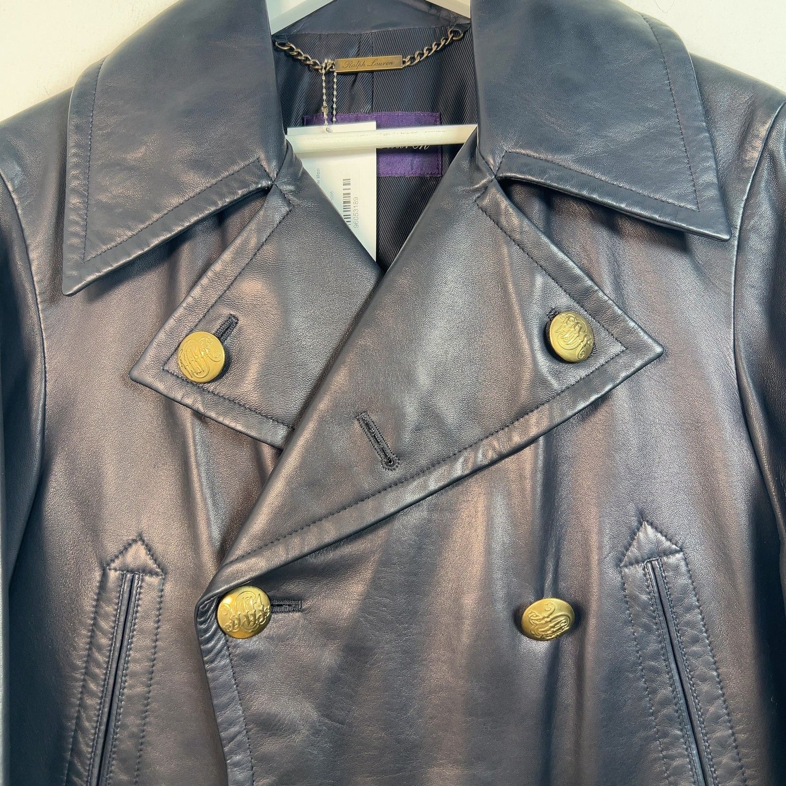 Ralph Lauren Ralph Lauren Purple Label Navy Leather Blazer Jacket Size S Size US M / EU 48-50 / 2 - 3 Thumbnail