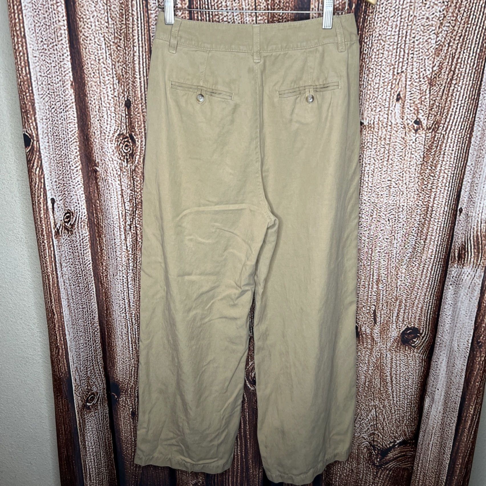 Madewell Madewell Pants The Harlow Wide-Leg Pleated Tan Brown Linen Blend Size 2 Women's Casual Dress Pants Spring Summer Fall Size 26" / US 2 / IT 38 - 3 Thumbnail