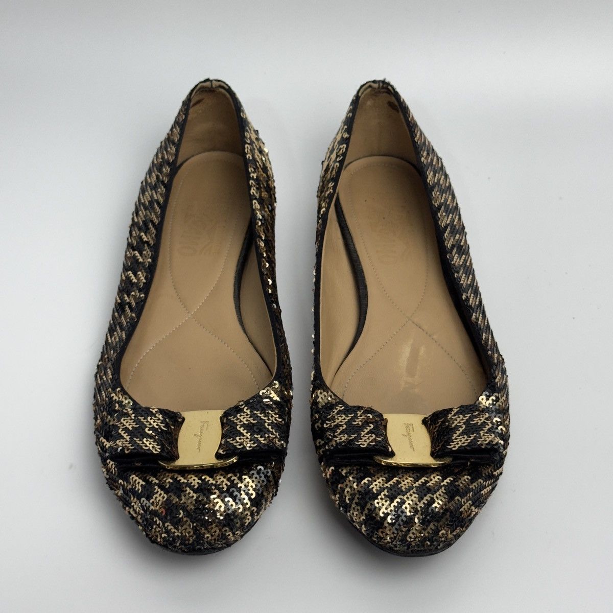 Salvatore Ferragamo Salvatore Ferragamo Varina Coo Ballet Flats Black & Gold🖤✨ Size US 6 / IT 36 - 5 Thumbnail