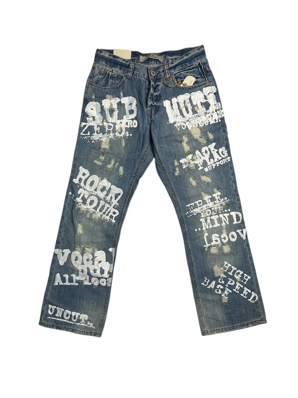 Vintage DS VTG Y2K Fishbone Printed Jeans Size US 33 - 1 Thumbnail