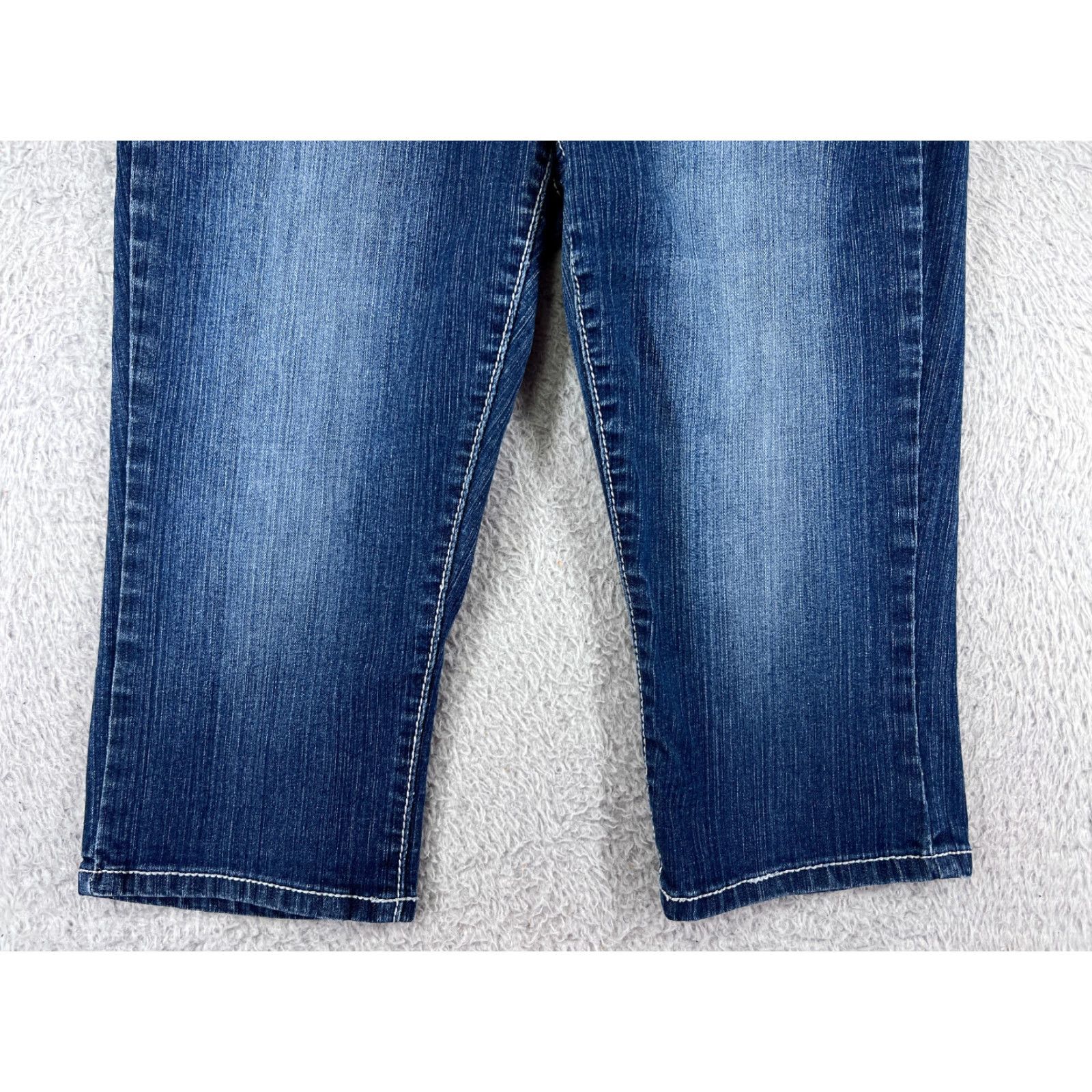 Vintage One 5 One Womens Jeans Capri 10 Blue Denim Embroidered Bling Cotton Blend Size 32" / US 10 / IT 46 - 6 Thumbnail