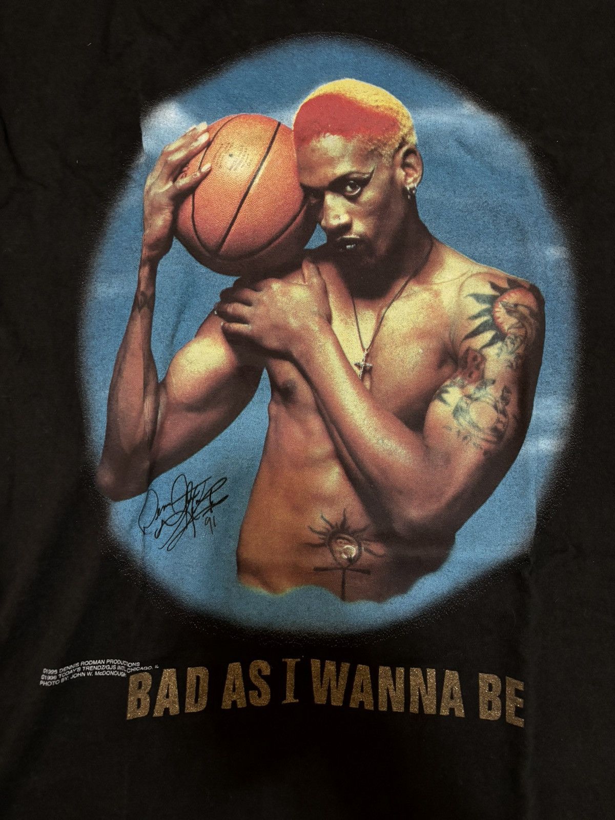 Vintage rare vintage 90s Dennis Rodman basketball t shirt Size US L / EU 52-54 / 3 - 2 Thumbnail