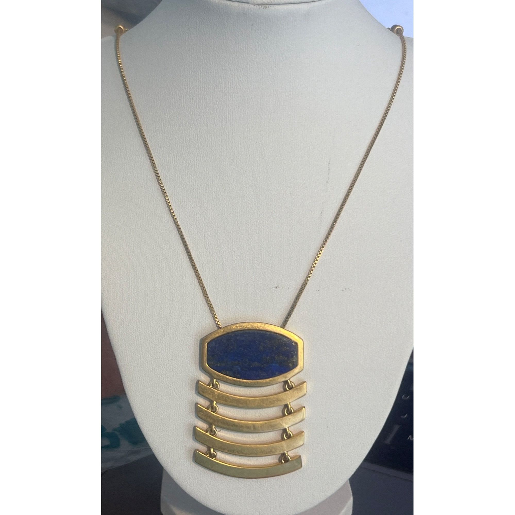 Madewell Madewell Gold Tone Necklace Lapis Lazuli Modernist Articulat Size ONE SIZE - 1 Thumbnail