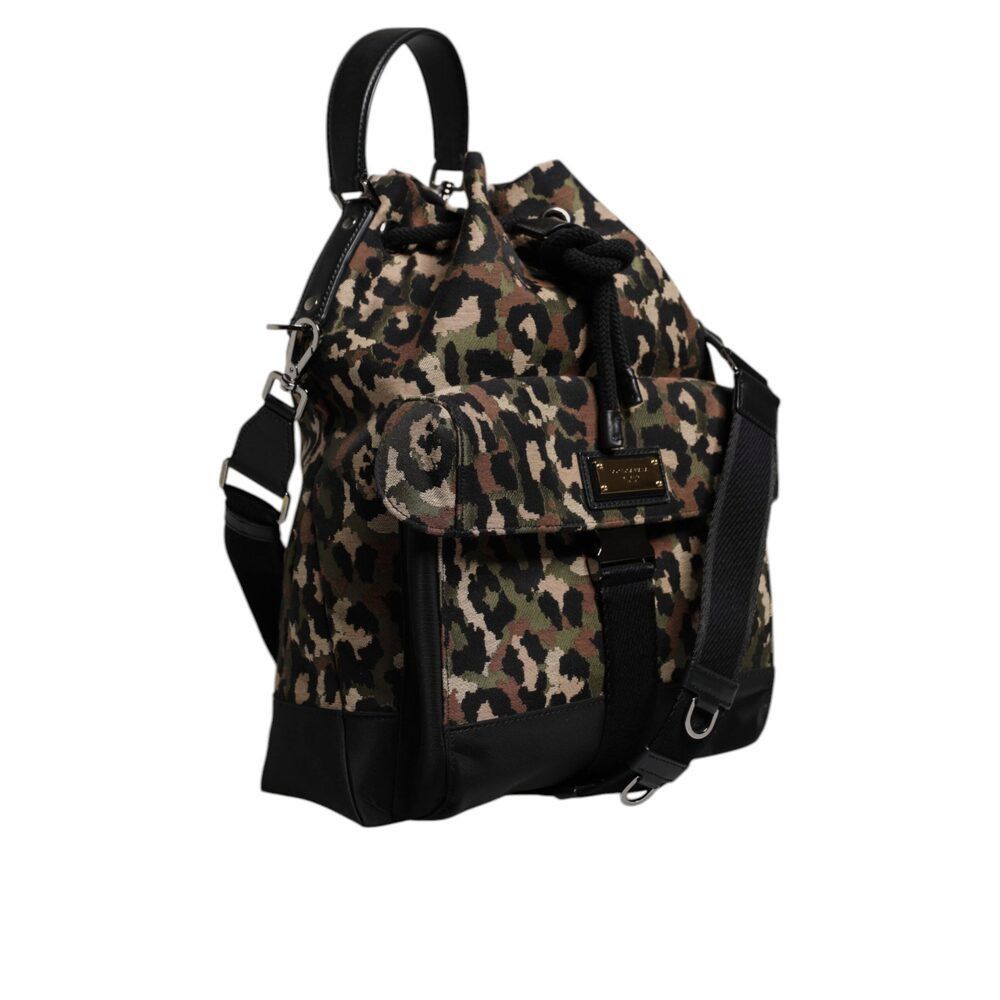 Dolce & Gabbana Dolce & Gabbana Multicolor Leopard Cotton Shoulder Bucket Ba Size ONE SIZE - 4 Thumbnail