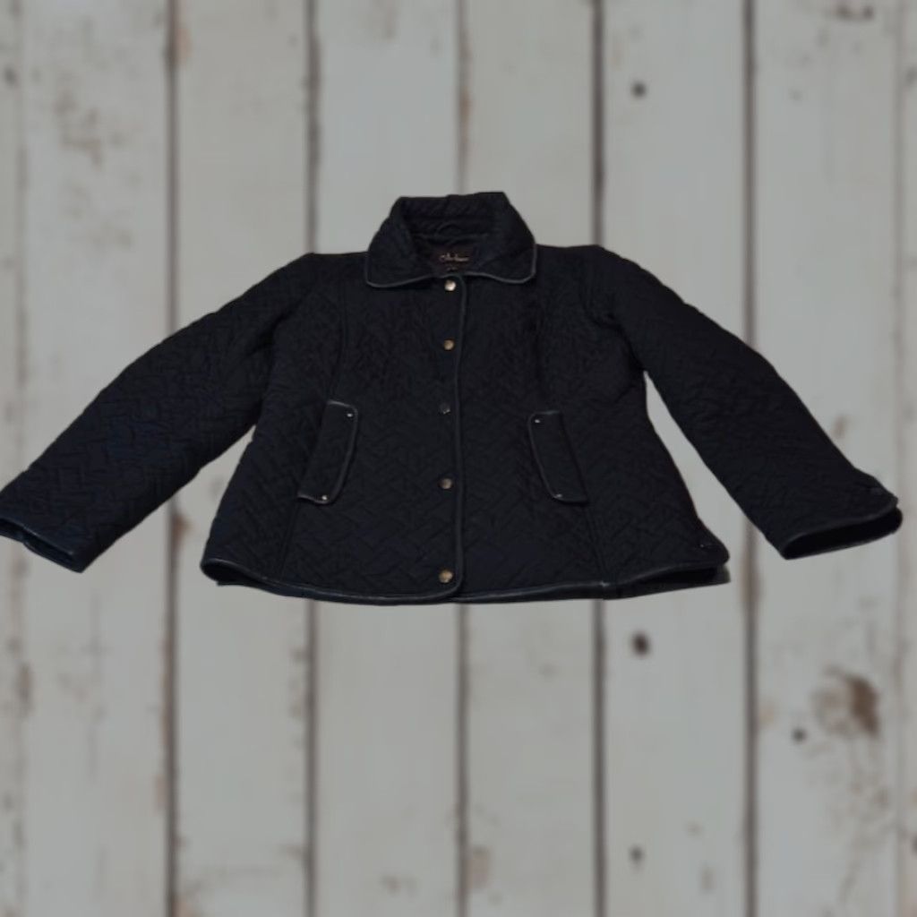 Cole Haan VINTAGE Cole Haan Jacket Womens Medium Quilted Button Down Pockets Lamb Skin Trim 7491 Size M / US 6-8 / IT 42-44 - 1 Thumbnail