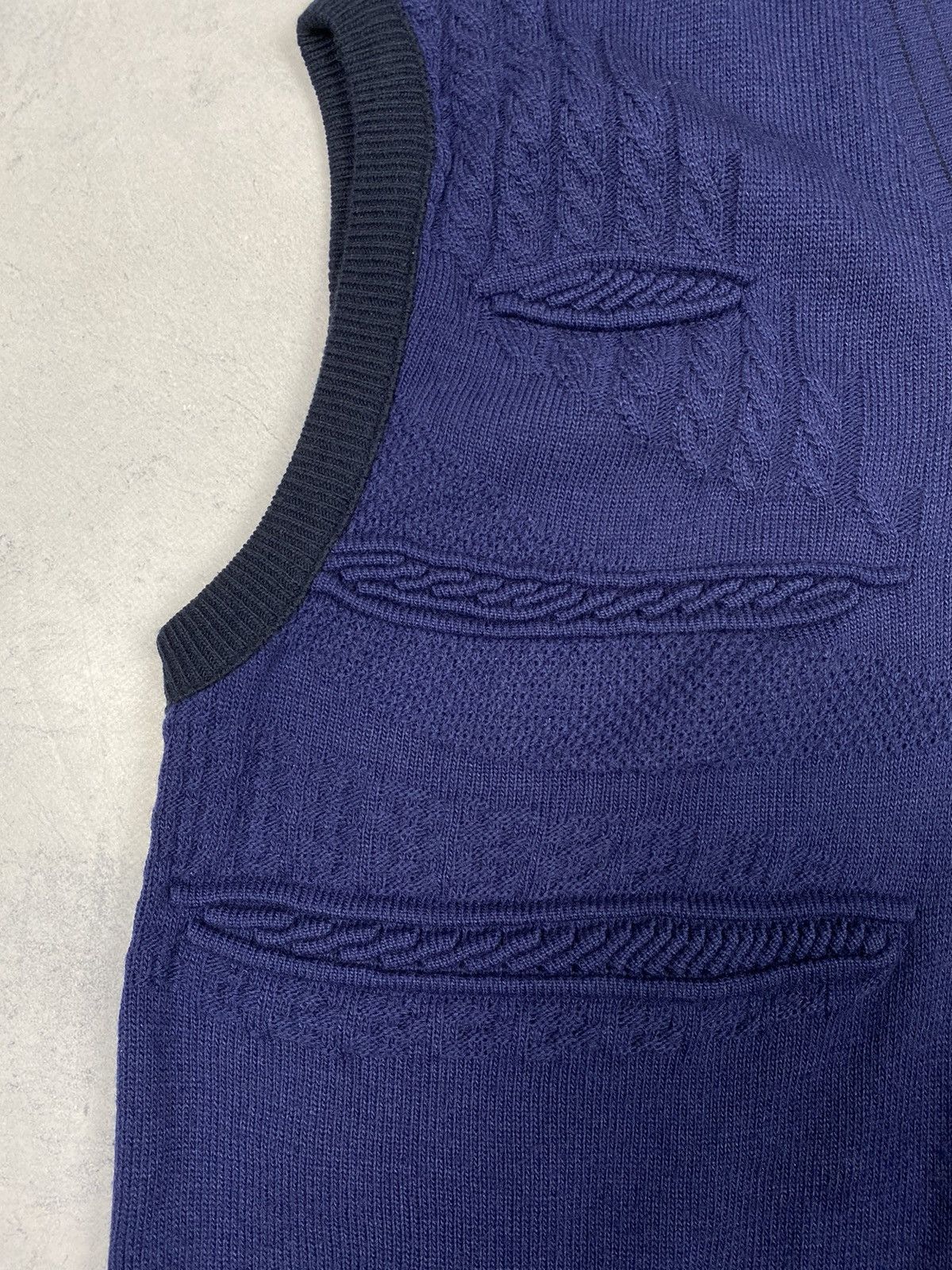 Carlo Colucci Vintage 80s Carlo Colucci Wool Knit Vest Navy Blue Size XXL Size US XL / EU 56 / 4 - 6 Thumbnail