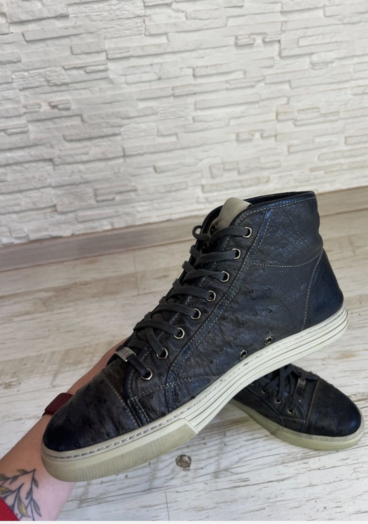 Gucci Gucci Ostrich leather high top sneakers 9,5 Size US 9.5 / EU 42-43 - 9 Thumbnail