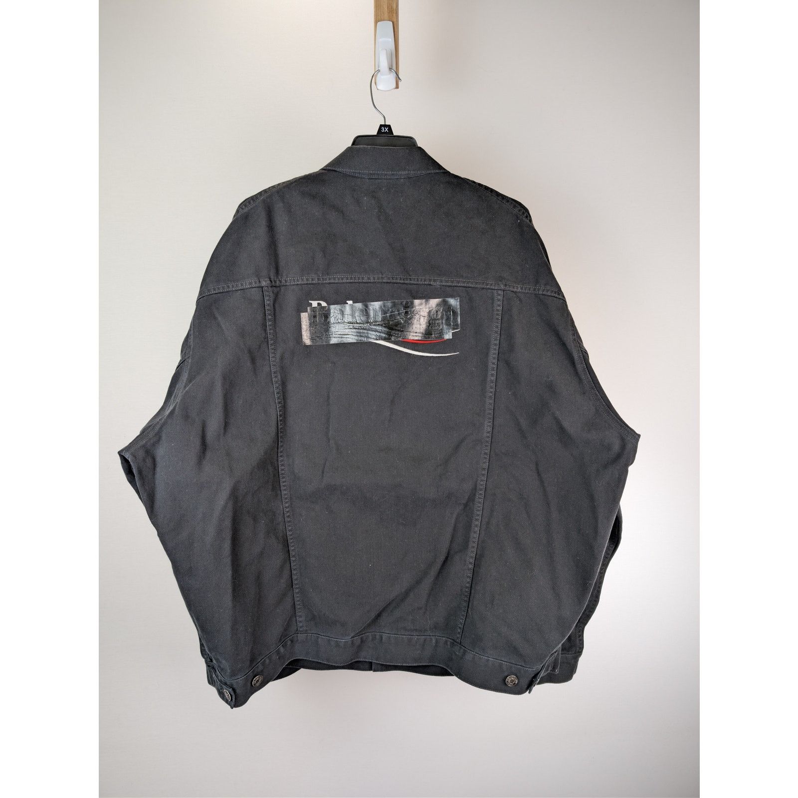 Balenciaga o1rshd1 Soft Black Left Hand Denim Jacket in Black Size US L / EU 52-54 / 3 - 10 Thumbnail