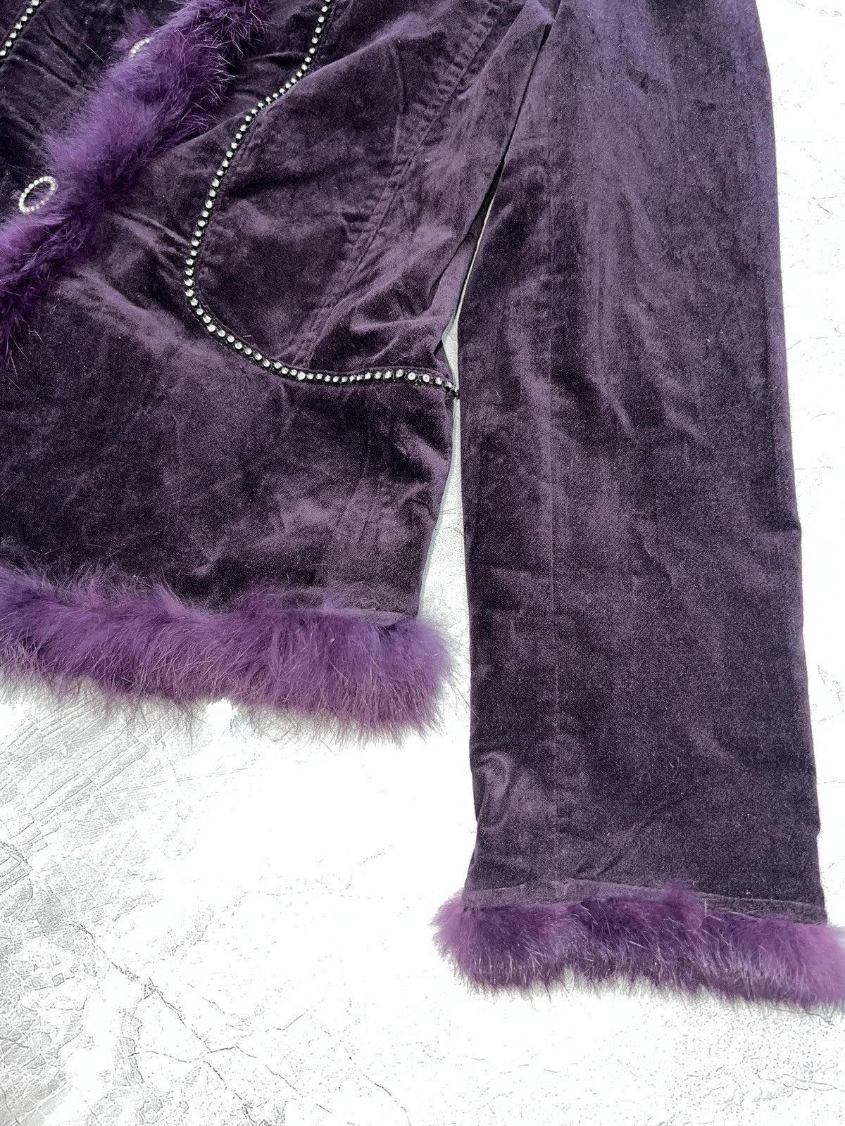 Anna Sui Velvet purple blazer with fur trim 🔮 Size M / US 6-8 / IT 42-44 - 7 Thumbnail