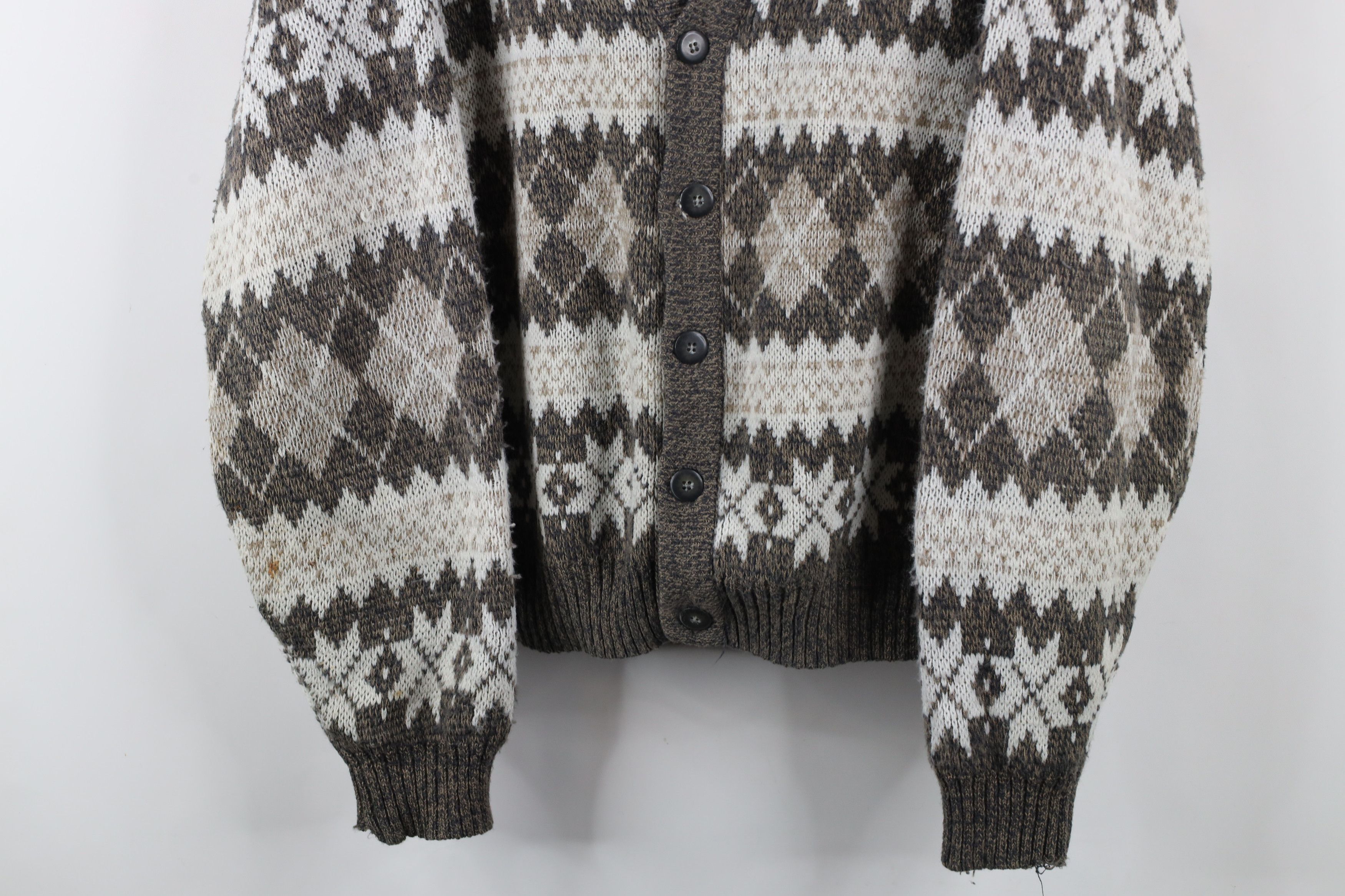 Vintage Vintage 90s Streetwear Fair Isle Knit Cardigan Sweater Size US L / EU 52-54 / 3 - 3 Thumbnail