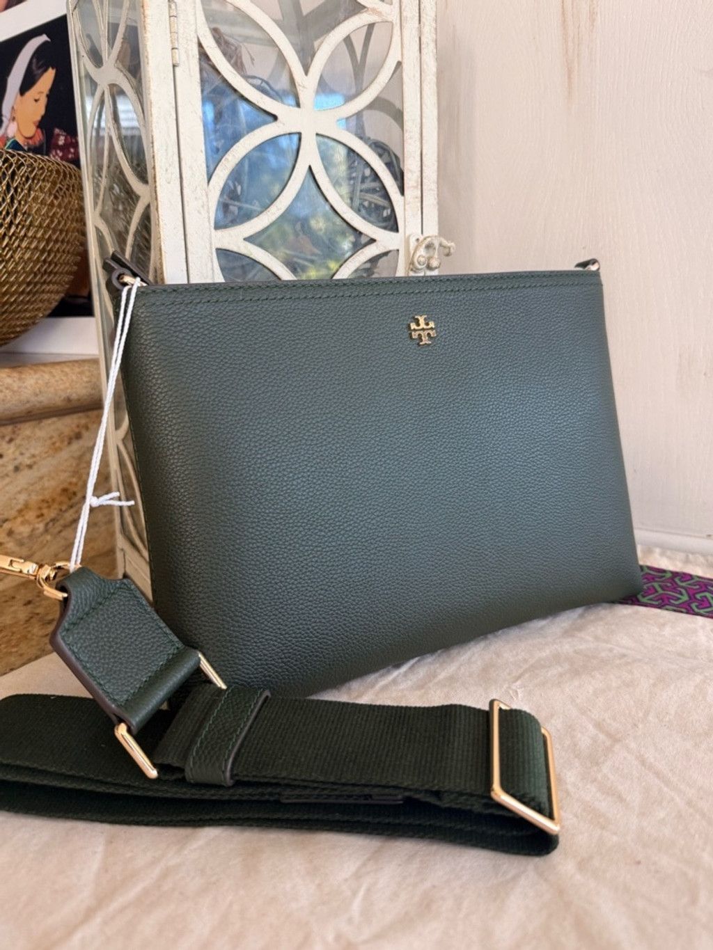 Tory Burch New Tory Burch Blake Swingpack in Basil Pebbled Leather Cros Size ONE SIZE - 1 Thumbnail