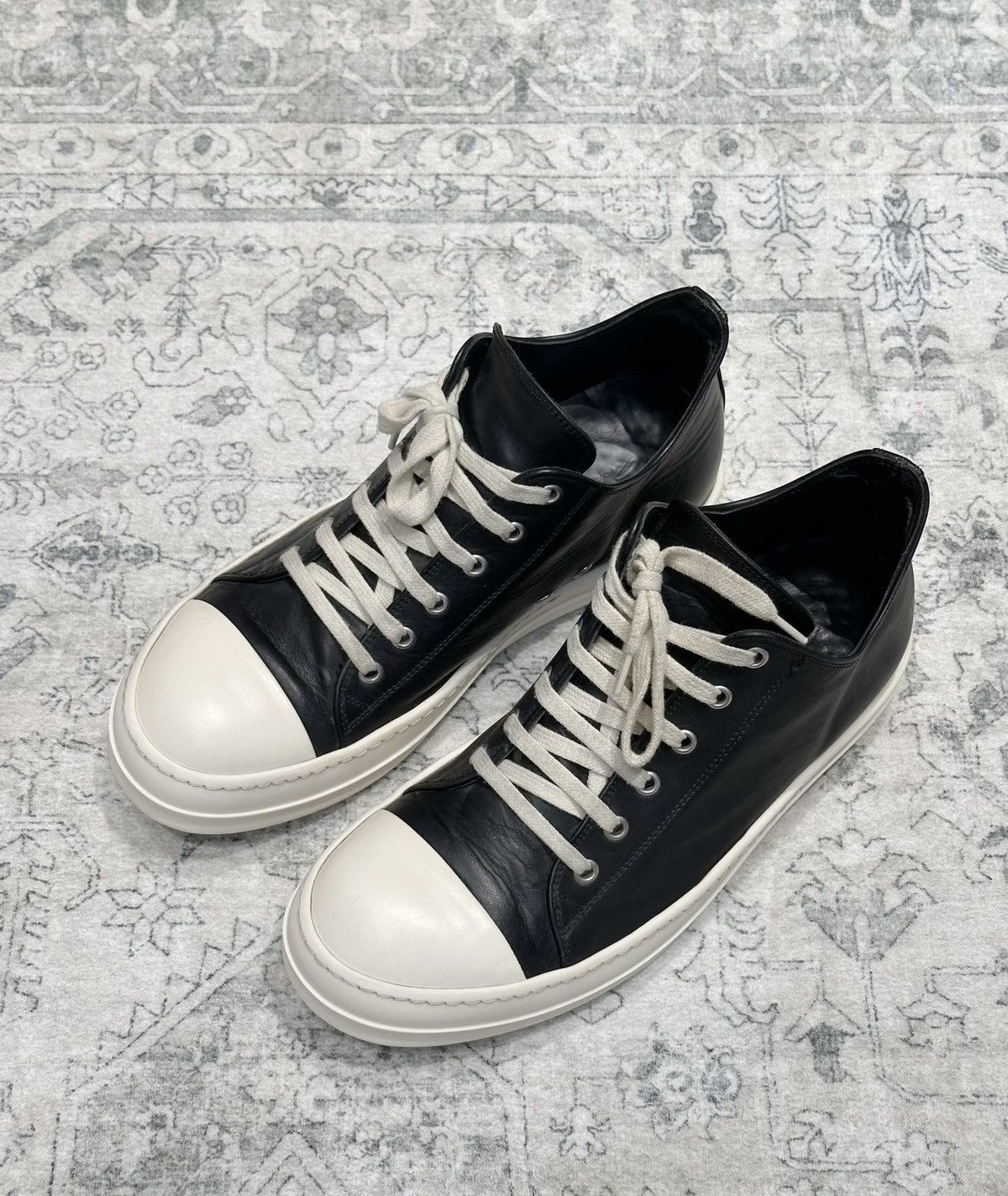 Rick Owens Rick Owens Mainline Leather Low-Top Sneakers Size US 8.5 / EU 41-42 - 3 Thumbnail