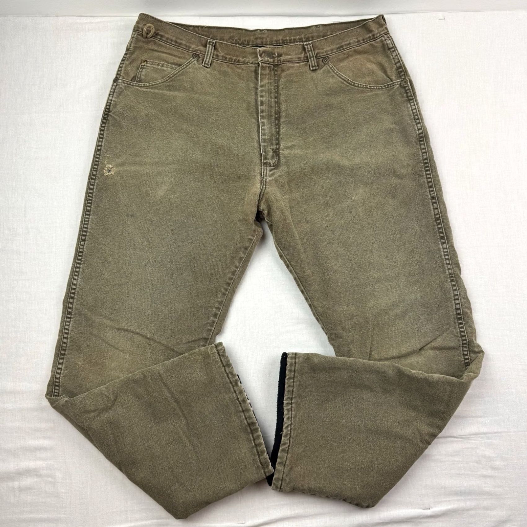 Wrangler VINTAGE Wrangler Rugged Wear Denim Jeans Adult 38x30 Brown Lined 90s Y2K USA Outdoor Men's Regular Straight Jeans Shirt Size US 38 / EU 54 - 2 Thumbnail