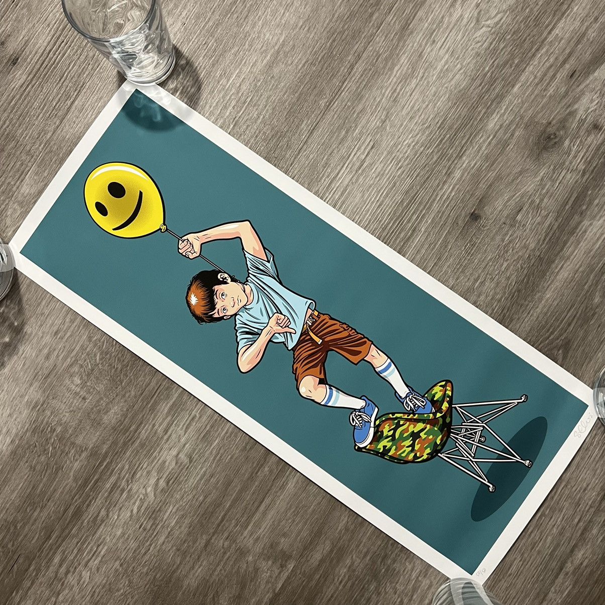 image of Strangelove Skateboards Balloon Boy Print Signed Sean Cliver in Teal, Men's