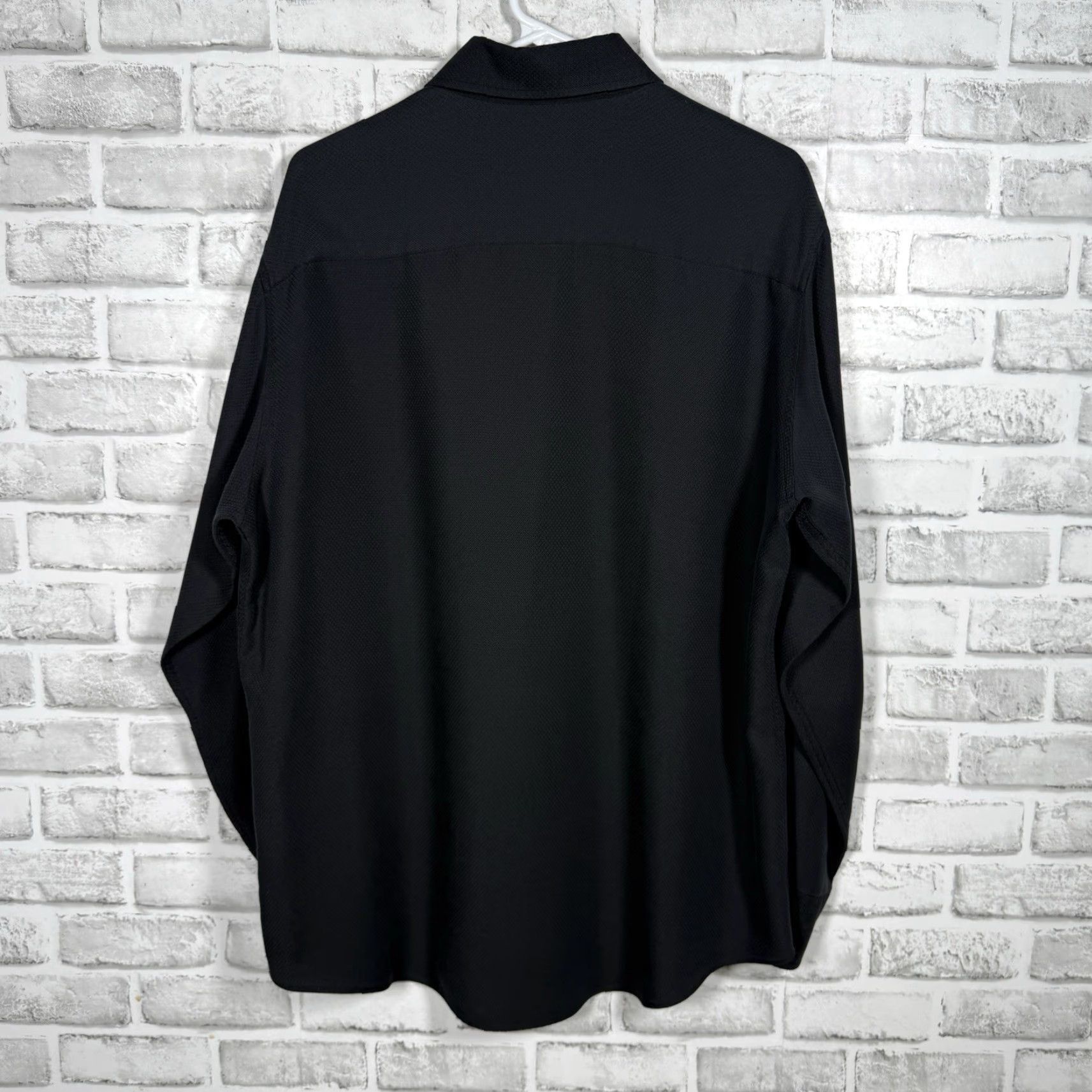 BUGATCHI Bugatchi Uomo Black Textured Button Up Shirt Mens Medium Long Sleeve Size US M / EU 48-50 / 2 - 2 Thumbnail