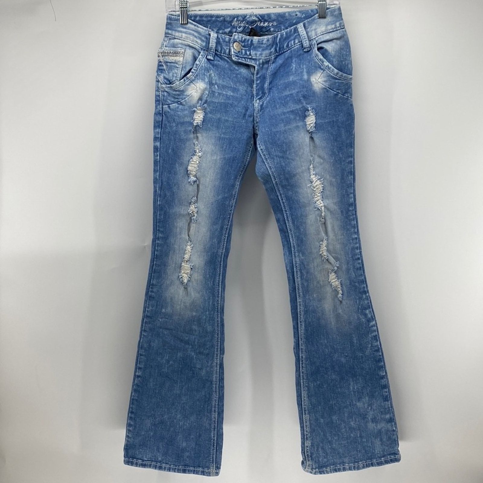 Other Ariya Vintage Y2K deconstructed lowrise flare jeans sz 7/8 Size 26" / US 2 / IT 38 - 3 Thumbnail