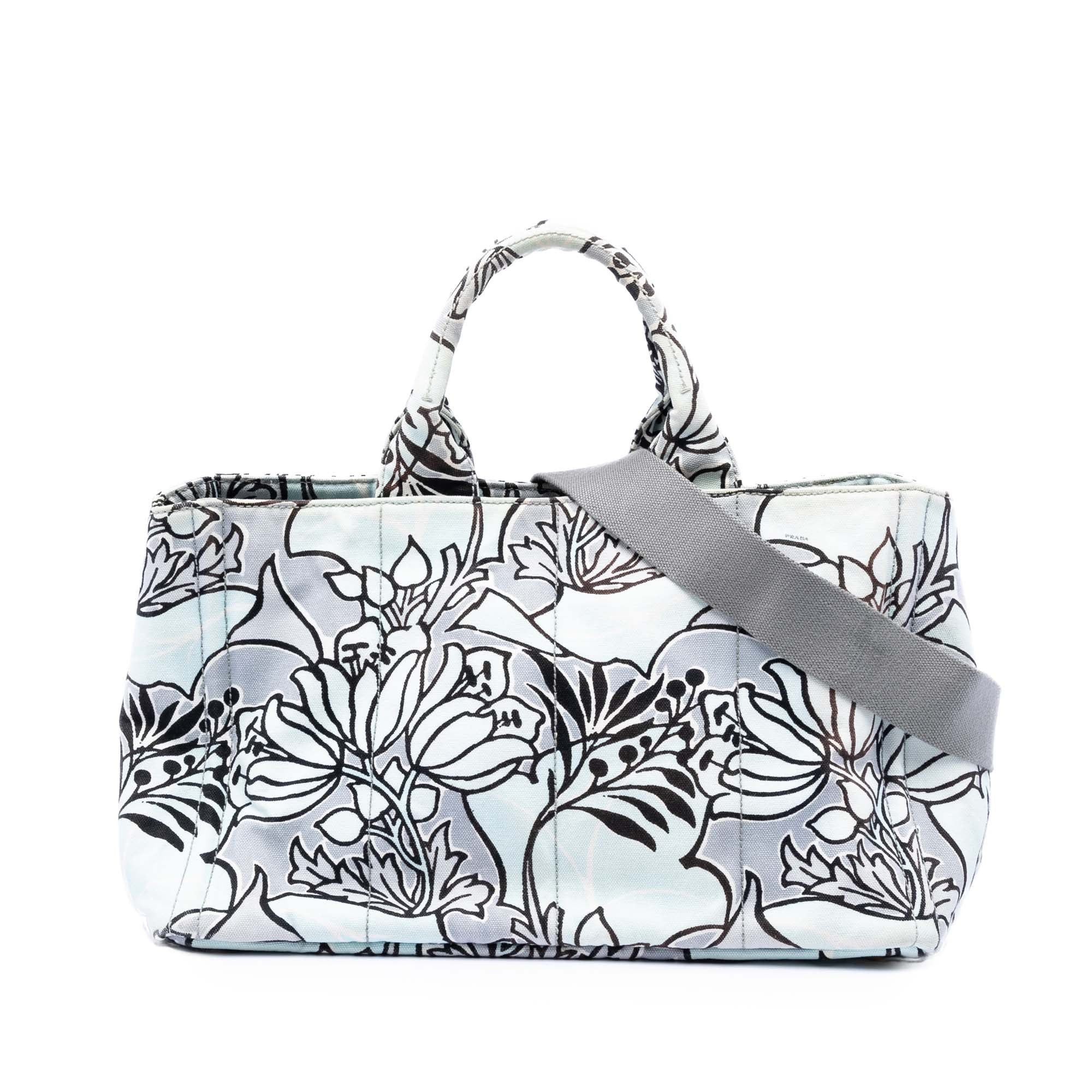 Prada Medium Floral Printed Canvas Canapa Satchel Size ONE SIZE - 1 Thumbnail