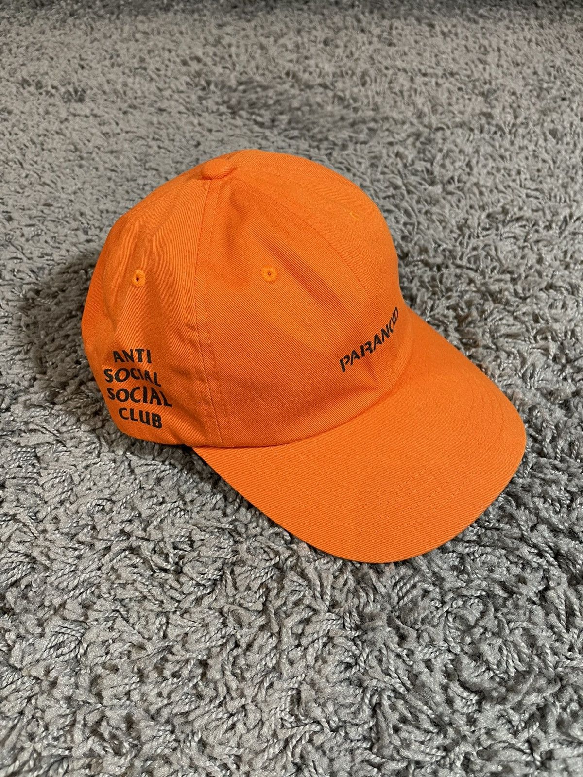 Anti Social Social Club × Undefeated ASSC x Undefeated Paranoid Weird Baseball Hat Cap Orange Size ONE SIZE - 3 Thumbnail