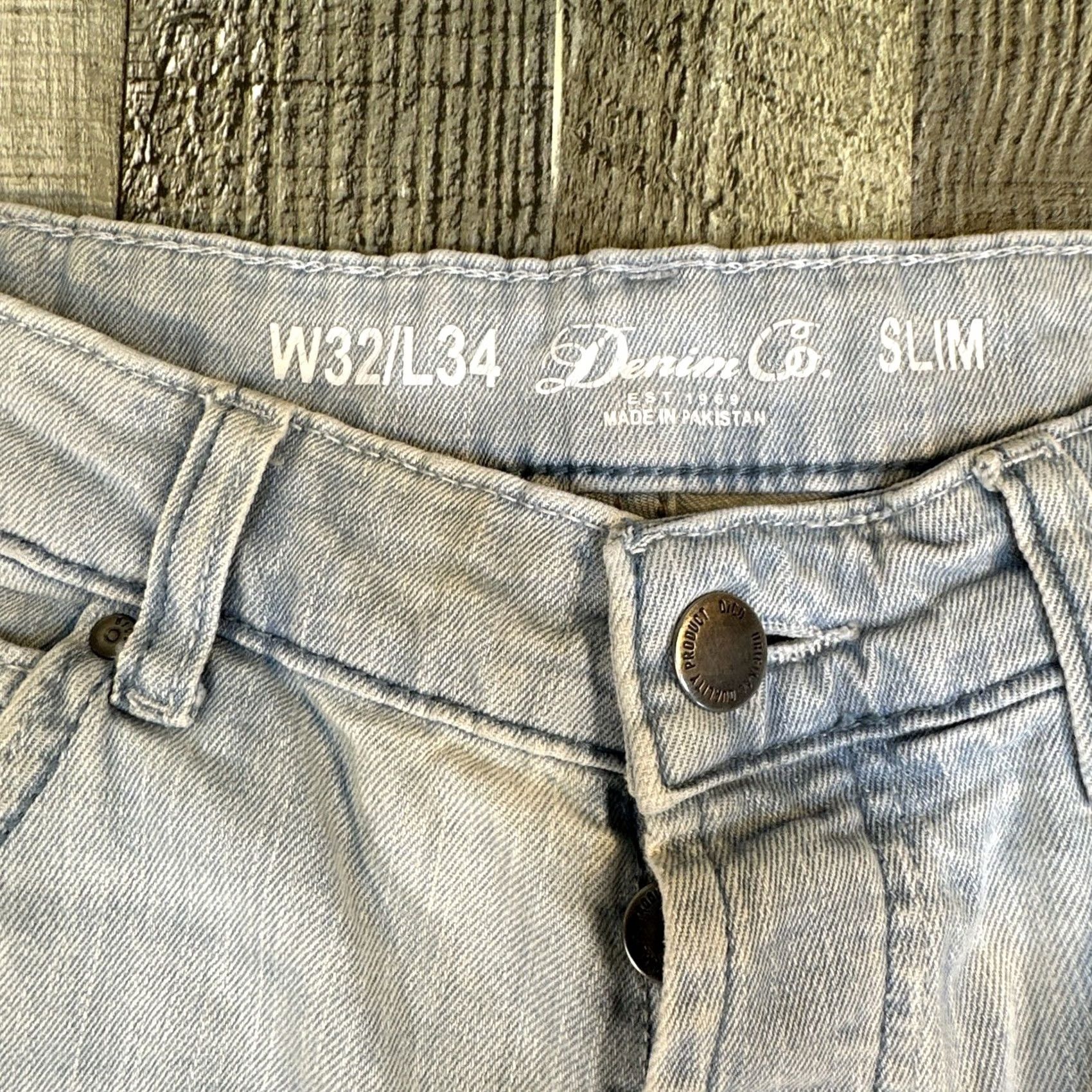 Denim & Co. Denim Co. Slim Jeans Blue 32 x 34 Jeans Slim Low Rise Straight Men 5-Pocket Denim Co. Jeans Regular Modern Style Comfort Stretch Size US 32 / EU 48 - 2 Thumbnail