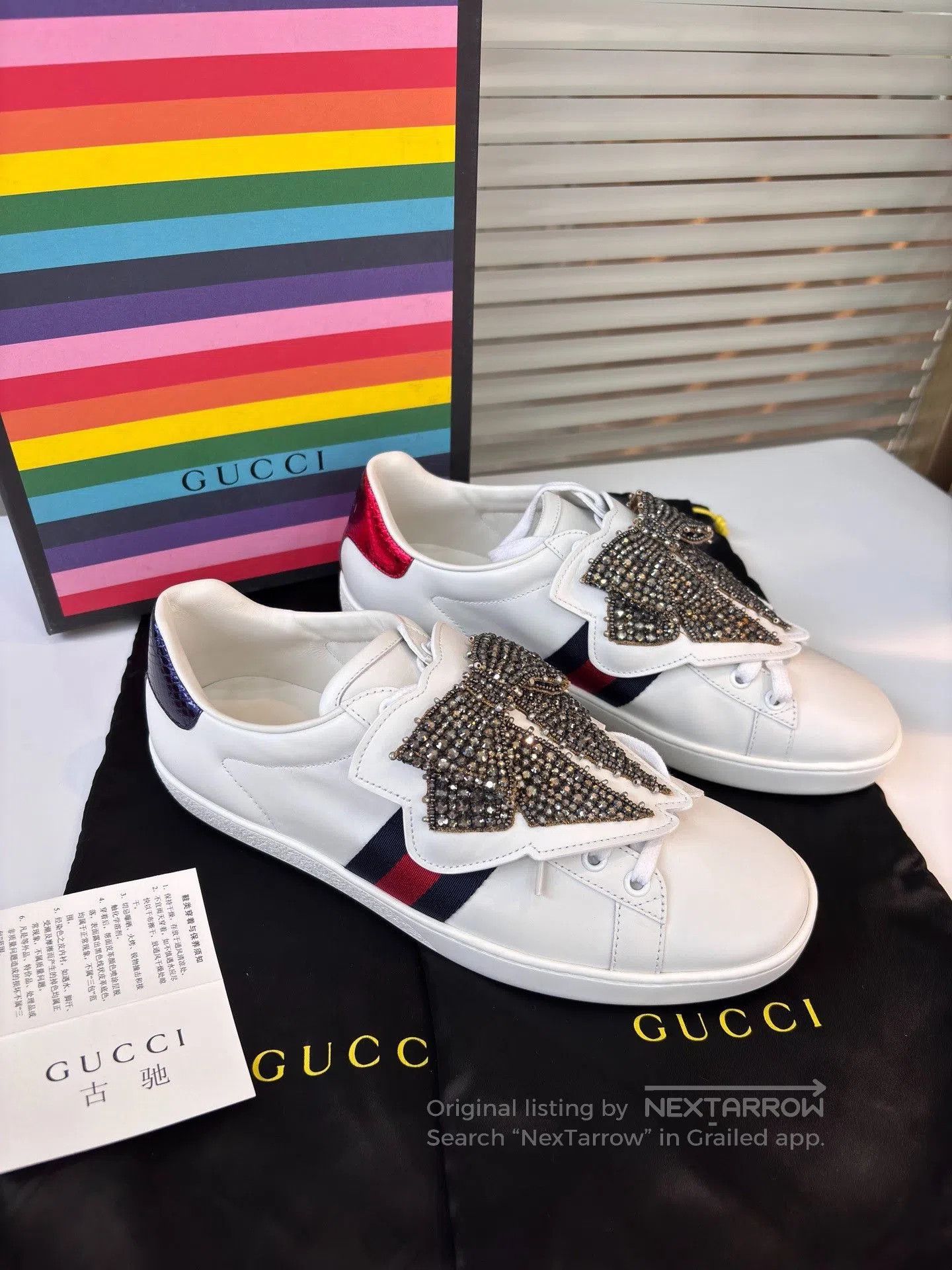 Gucci Gucci Limited Rhinestone Bow White Sneakers. Size US 8.5 / IT 38.5 - 9 Thumbnail