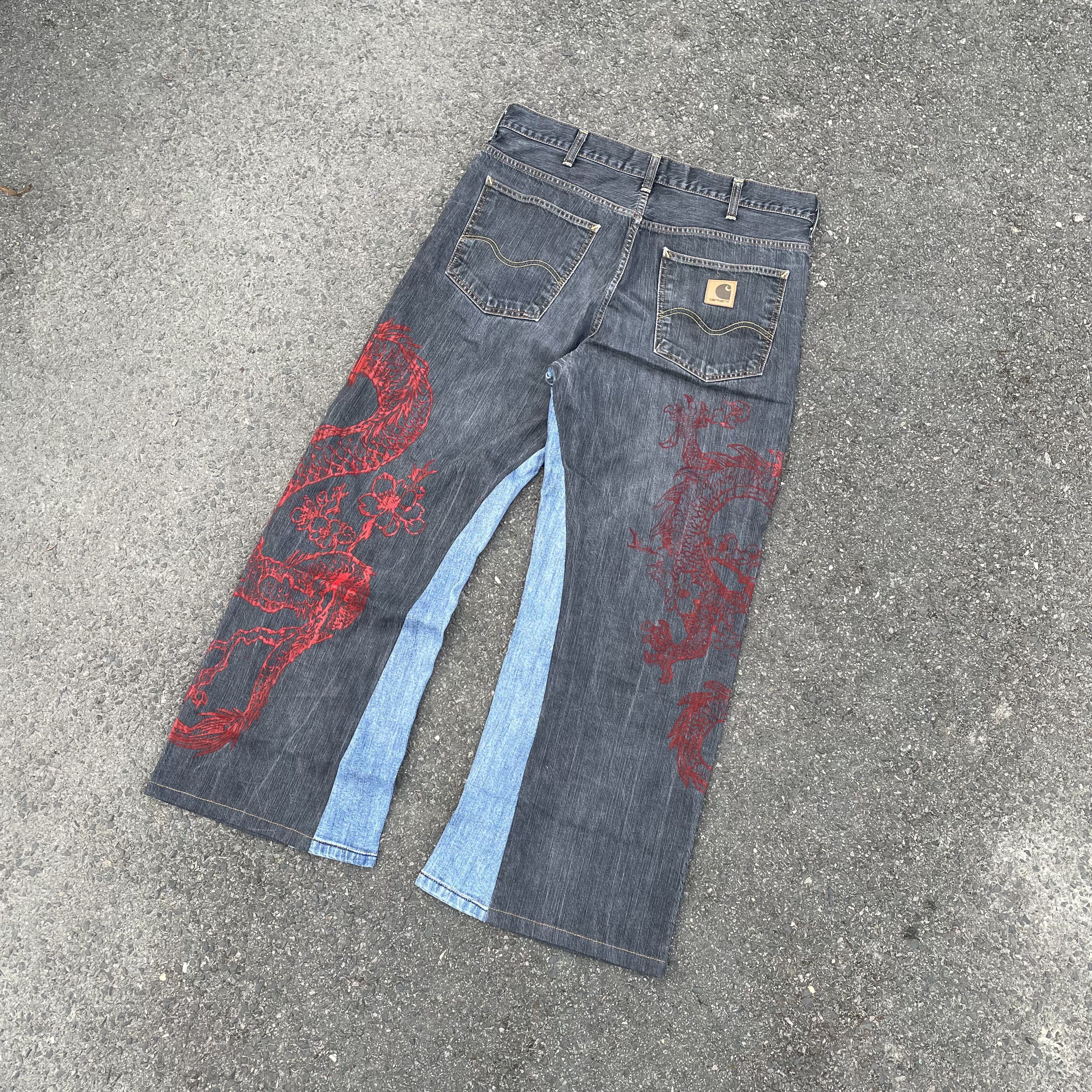 Carhartt Custom Carhartt Flared Jeans baggy fit dragon japan style Size US 37 - 5 Thumbnail
