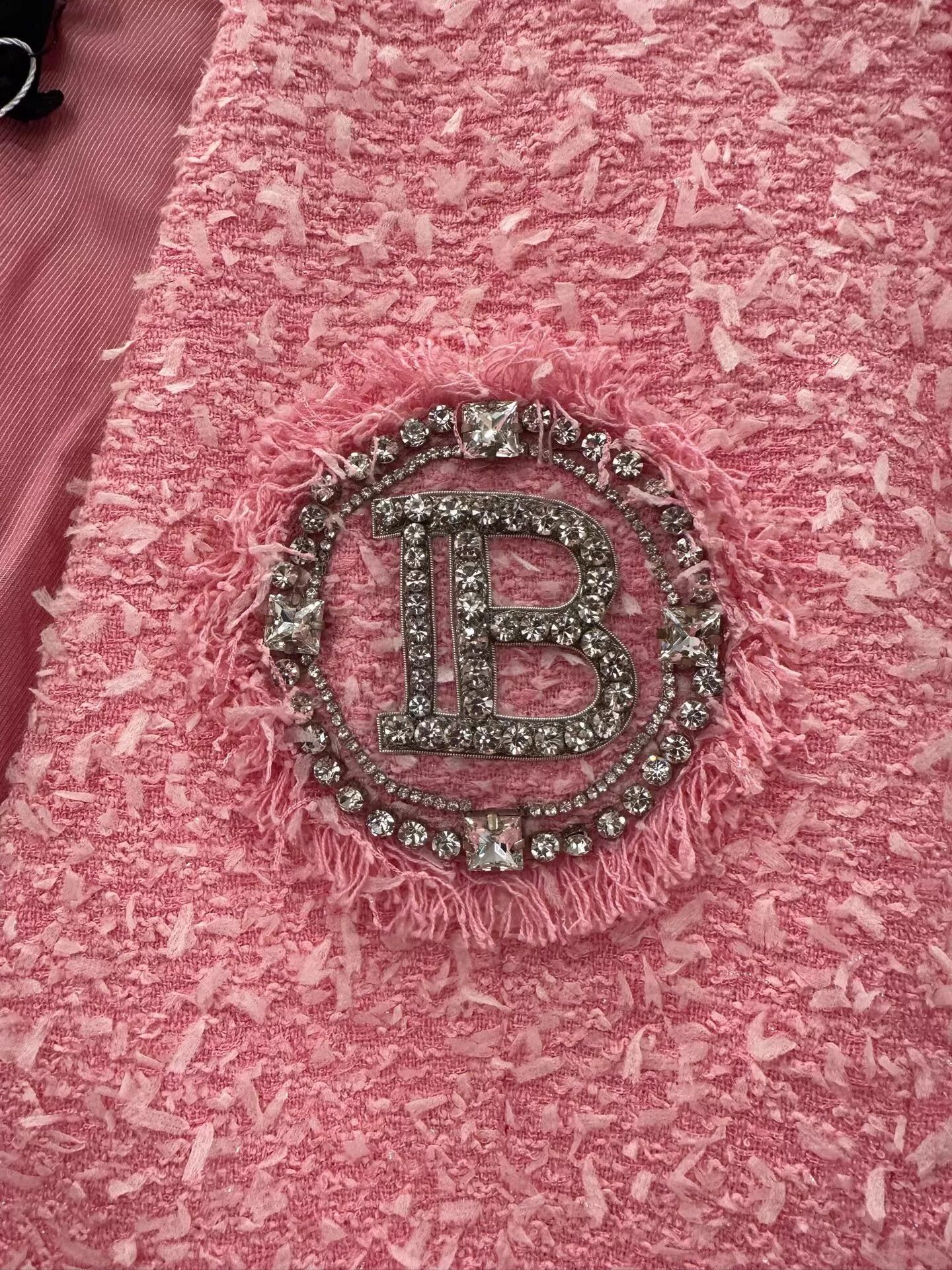 Balmain Balmain pink tweed pave B logo jacket women's Size XS / US 0-2 / IT 36-38 - 5 Thumbnail