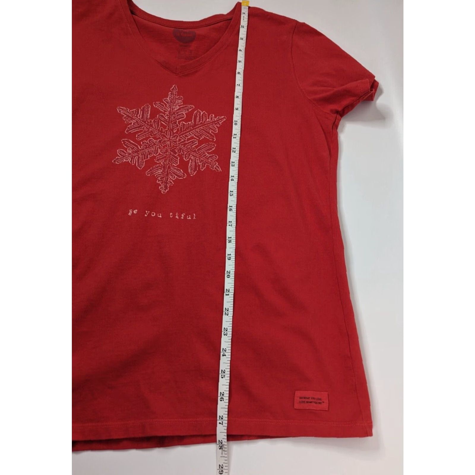 Life is Good Life is Good Red Womens Large Classic Fit Tee Shirt Be You Tiful Snowflake Fun Shirt Womens L Red Be You Tiful Snowflake Fun Size L / US 10 / IT 46 - 5 Thumbnail