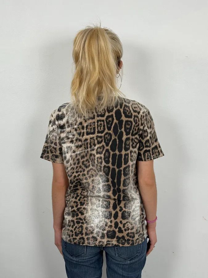 Roberto Cavalli 2000s Roberto Cavalli White Leopard Print T-Shirt Size S / US 4 / IT 40 - 3 Thumbnail