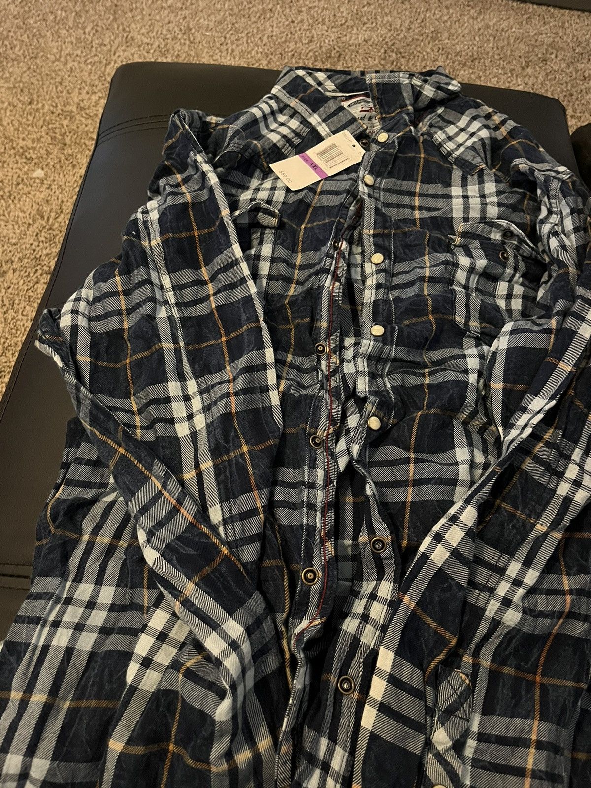 image of Thread And Cloth Button Up Shirt in Navy, Men's (Size 2XL)