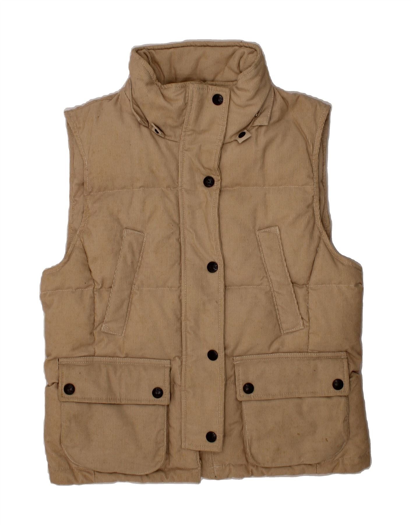 Ralph Lauren Womens Padded Gilet UK 14 Medium Beige Pinstripe Cotton Size M / US 6-8 / IT 42-44 - 1 Thumbnail
