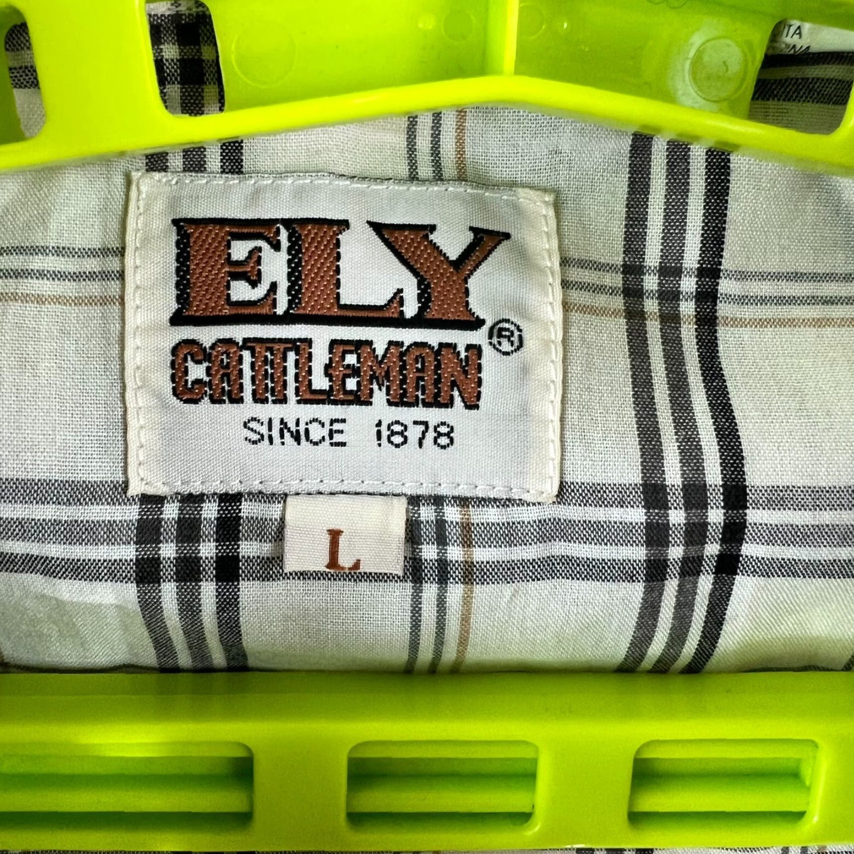 Vintage ELY Cattleman Shirt Mens L White/Gray Plaid Long Sleeve Button-Up Size US L / EU 52-54 / 3 - 5 Thumbnail