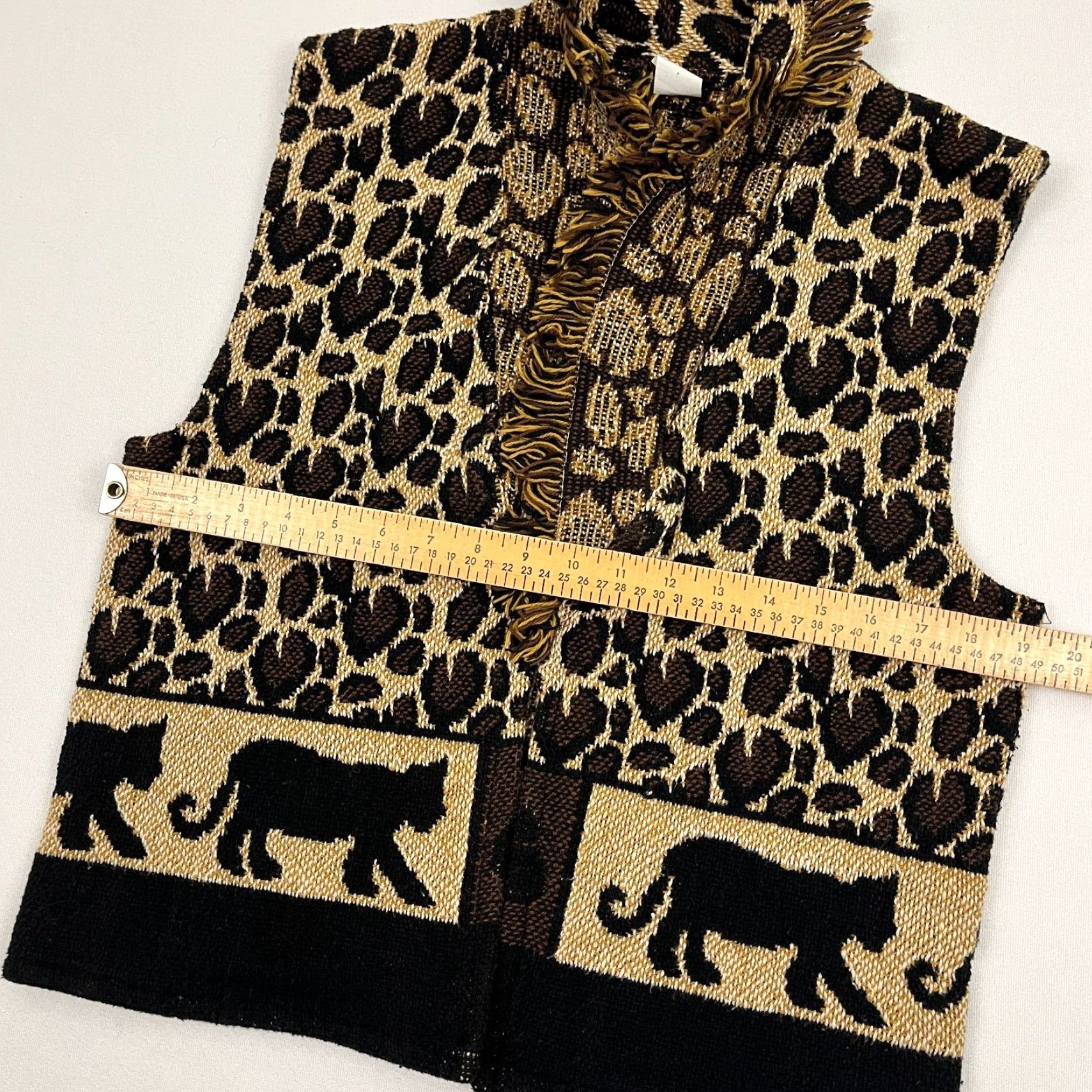 Vintage Womens Leopard Print Sweater Vest Open Front Tapestry Safari Size Large Cropped Vest Leopard Print Brown Women’s L Casual Workwear Size L / US 10 / IT 46 - 3 Thumbnail