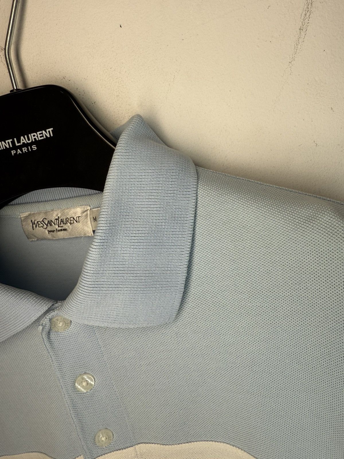 Yves Saint Laurent White/Blue YSL Polo Big Logo YSL Shirt Size US M / EU 48-50 / 2 - 15 Thumbnail