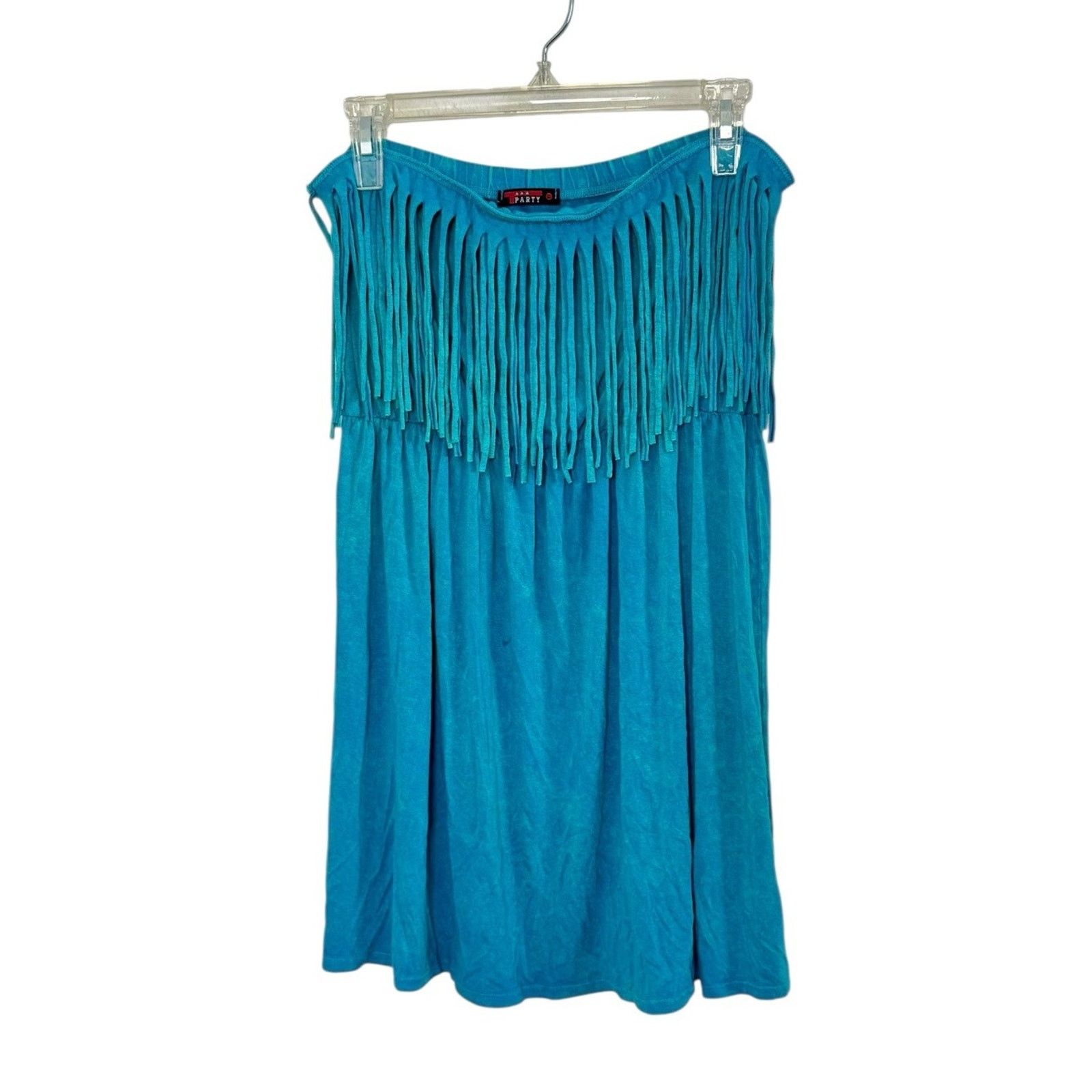 Other VTG T PARTY 90s Y2K Turquoise Fringe Mini Strapless Dress Size L / US 10 / IT 46 - 2 Thumbnail