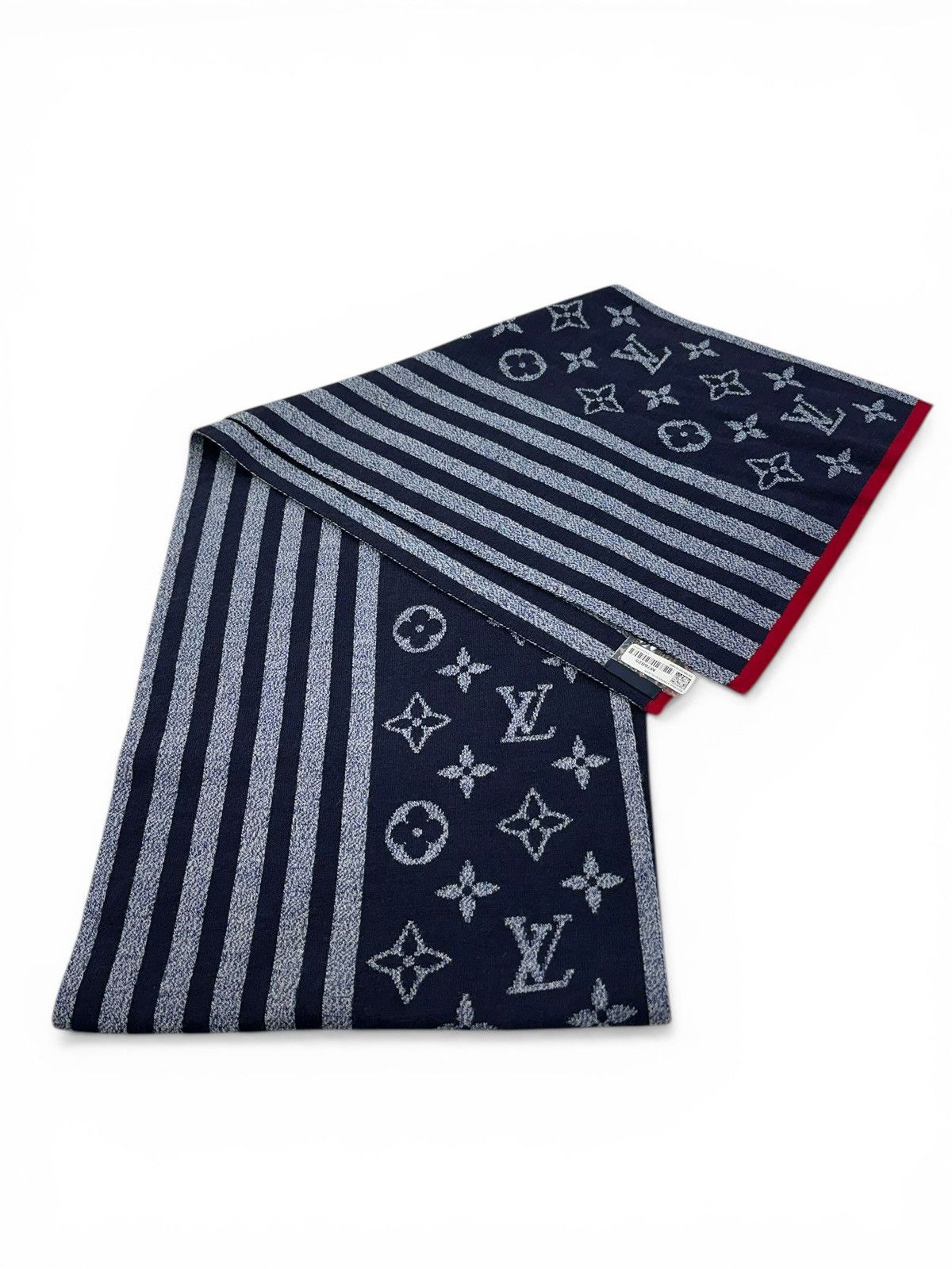 Louis Vuitton Louis Vuitton M76025 Scarf Monogram Stripe Blue Marine Size ONE SIZE - 1 Thumbnail