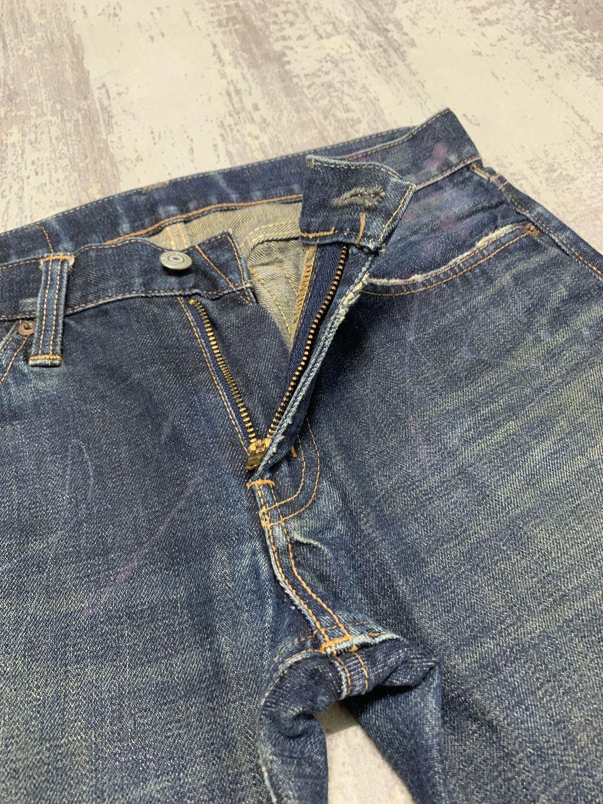 Japanese Brand Edwin 505 Lowrize Selvedge Distressed Denim Jeans W30x32.5 Size US 30 / EU 46 - 9 Thumbnail