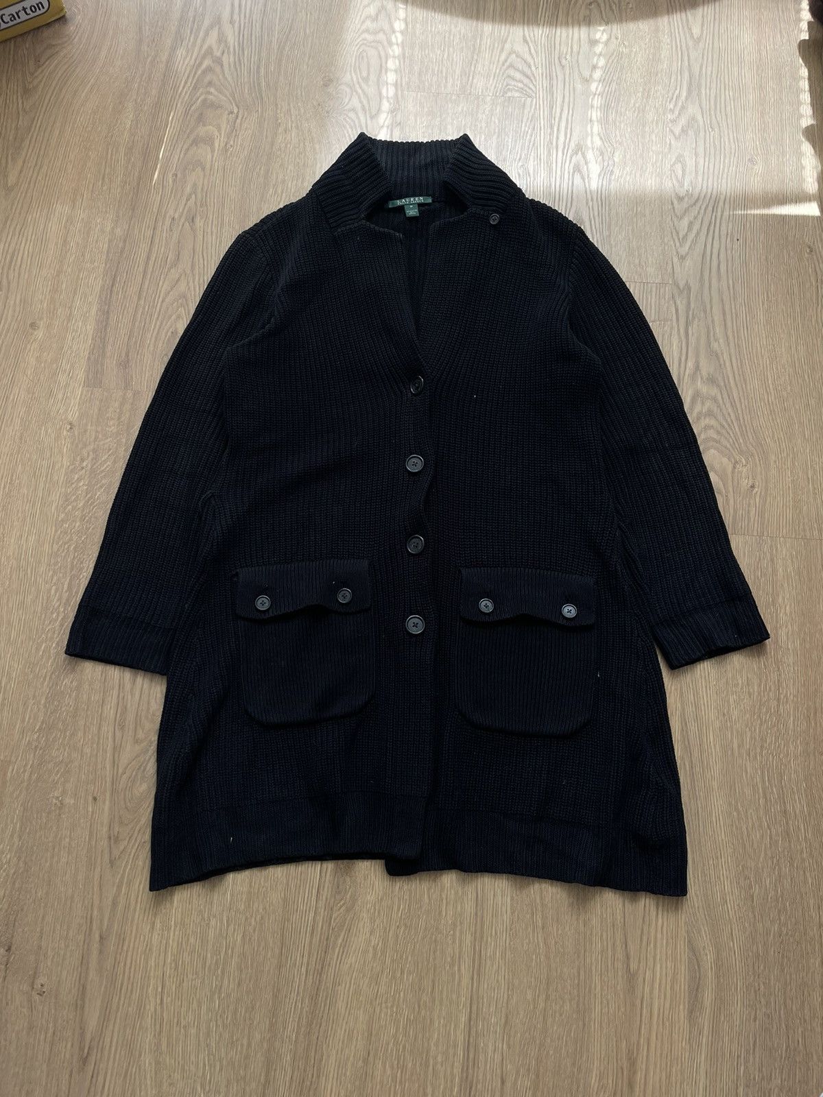 image of Ralph Laurent Green Label Wool Coat in Black, Women's (Size Medium)