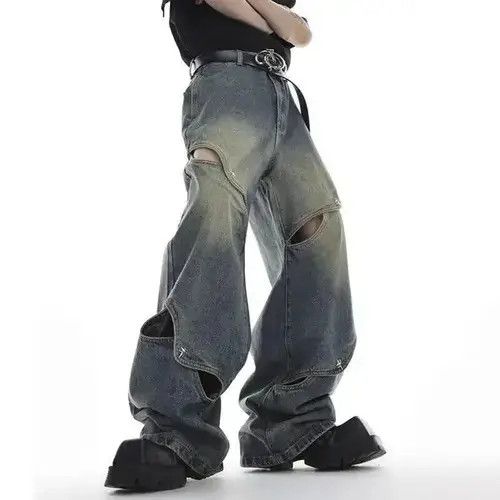 Other High Street Patchwork Loose Hollow Out Denim Pant Size US 31 - 3 Thumbnail