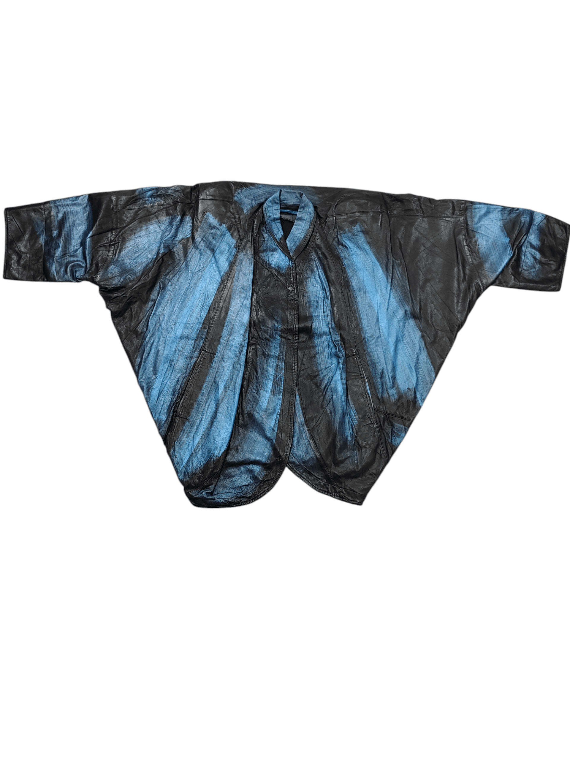 Vintage 00s Gilles Ricart 🇫🇷 Hand Painted Oversize Batwing Leather Size XL / US 12-14 / IT 48-50 - 6 Thumbnail
