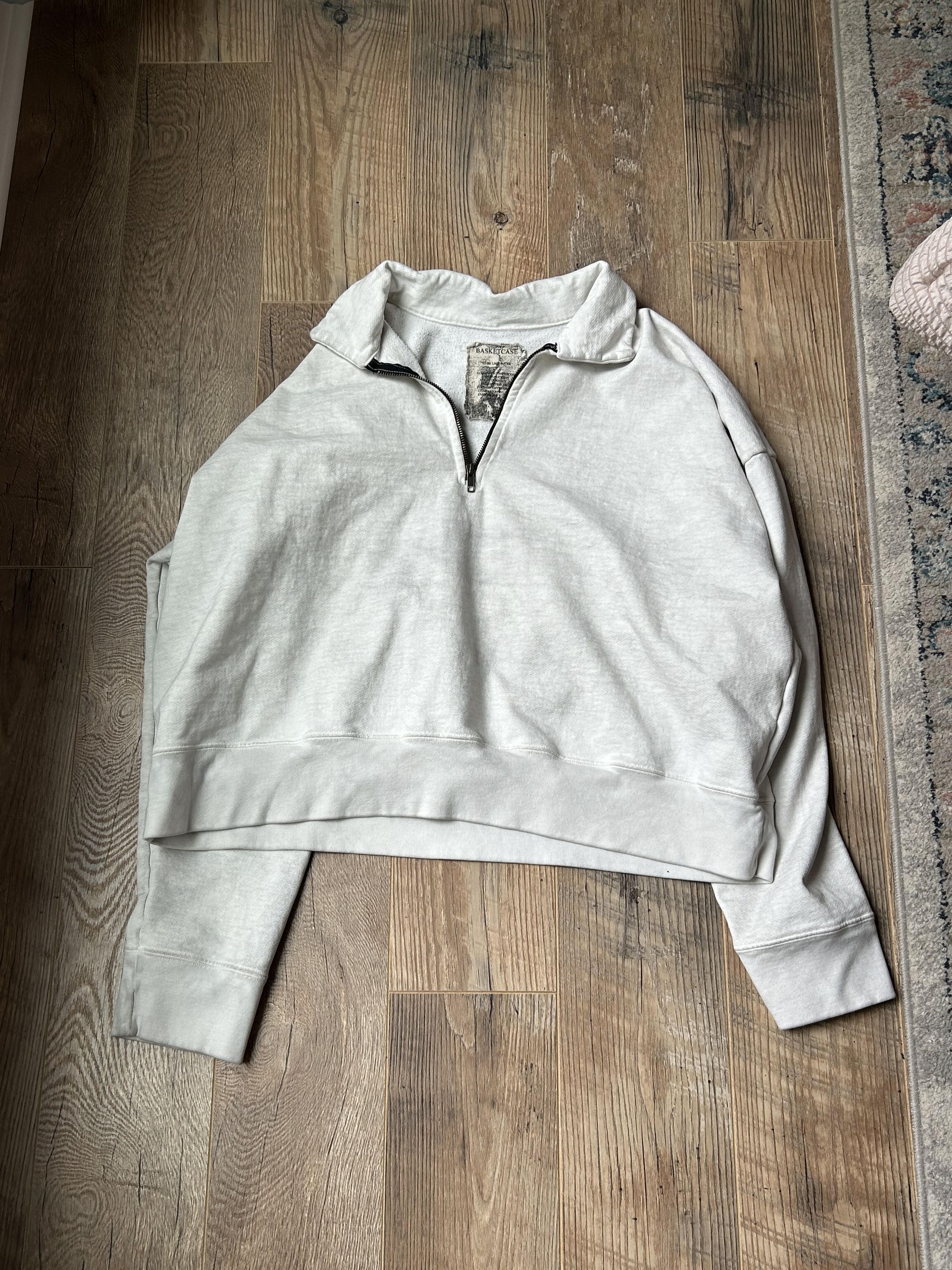 image of Basketcase Gallery Quarter Zip Sweatshirt in Light Gray, Men's (Size Medium)