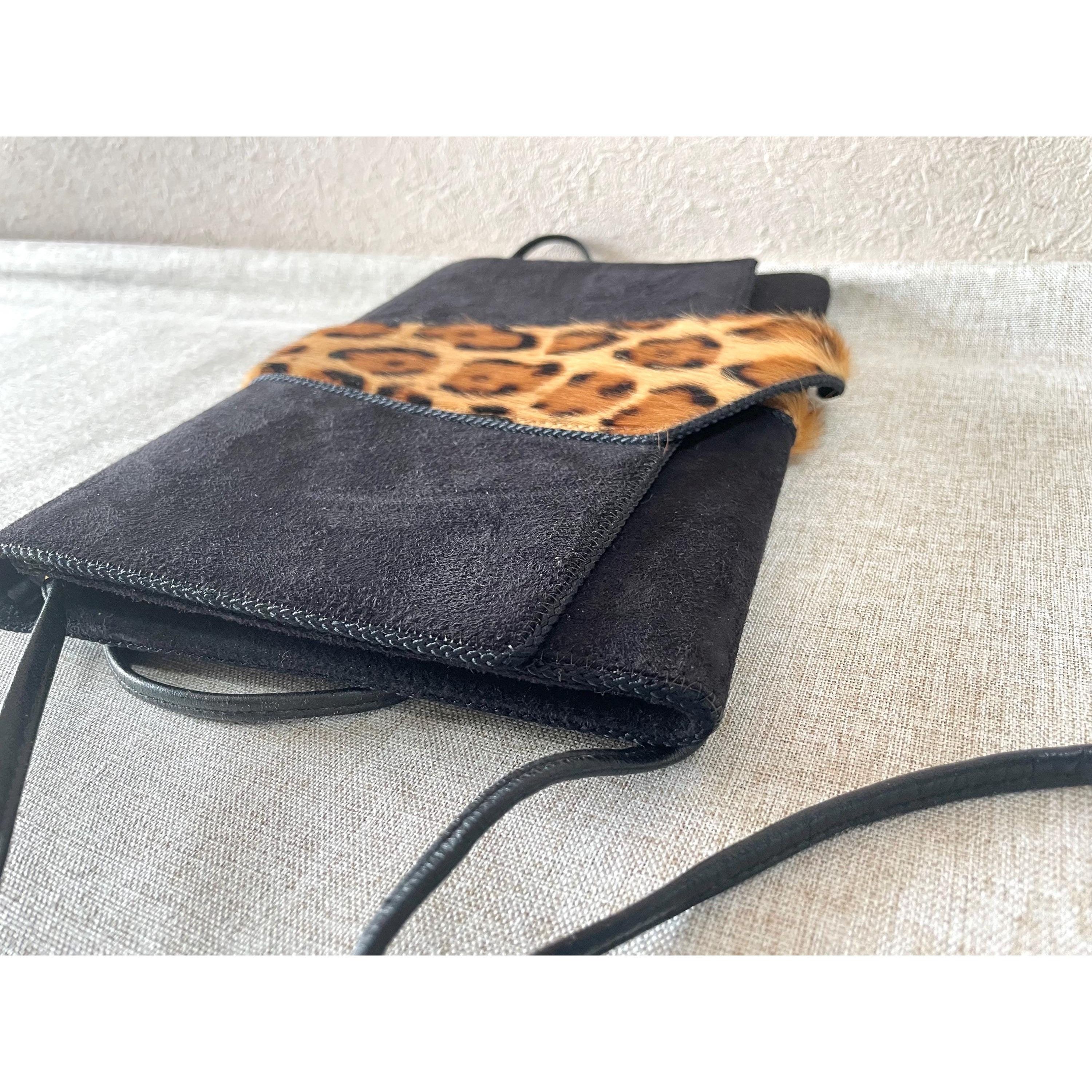 Bally Vintage Bally black suede leather shoulder bag with leopard Size ONE SIZE - 8 Thumbnail