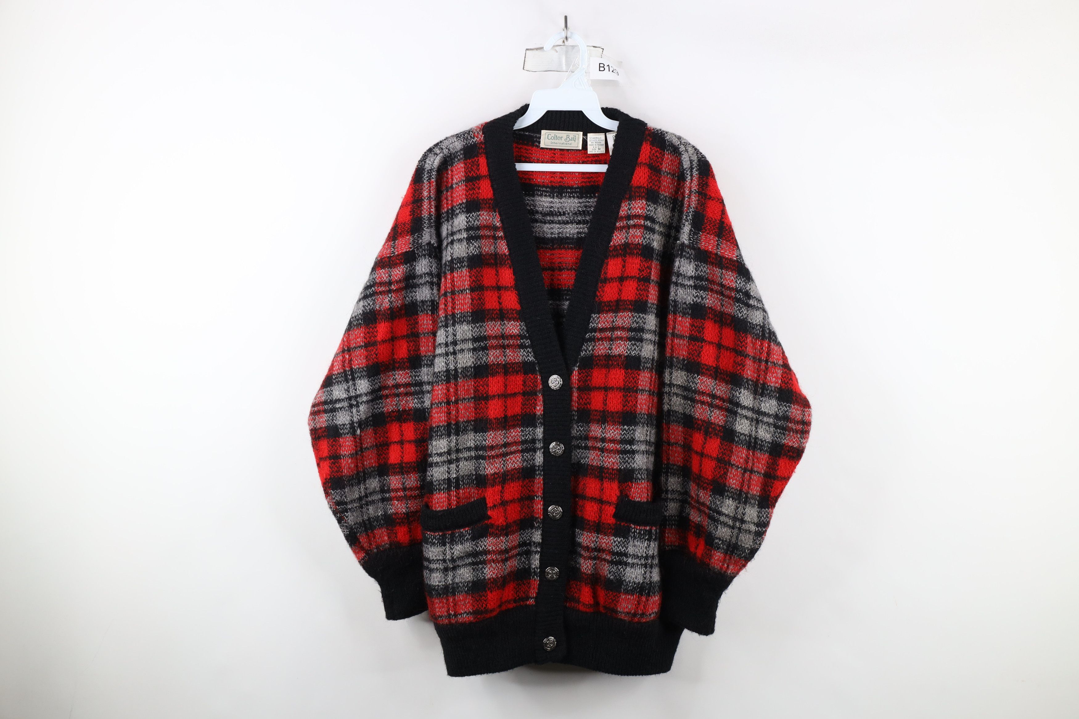Vintage Vintage 90s Streetwear Blend Knit Cardigan Sweater Plaid Size M / US 6-8 / IT 42-44 - 1 Thumbnail