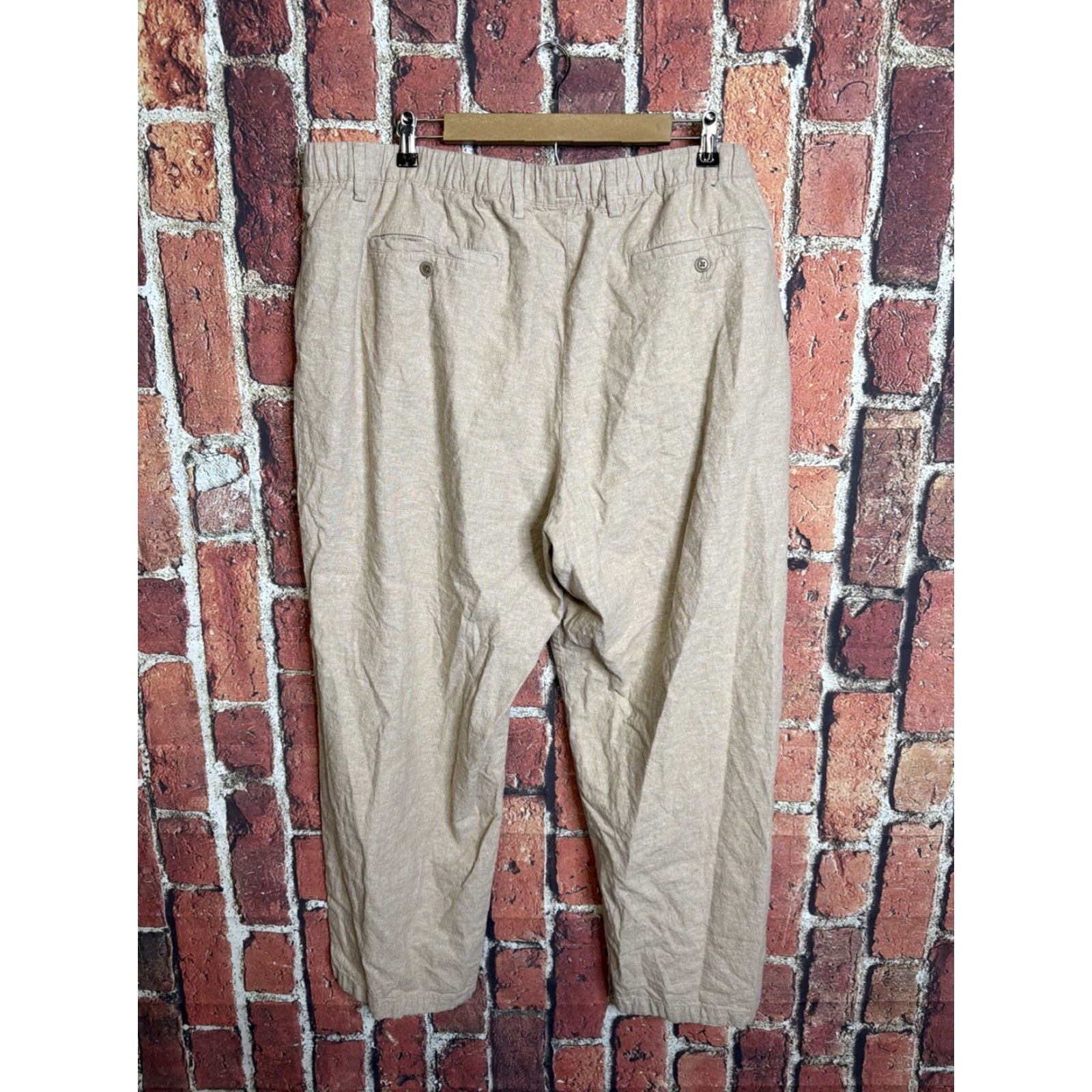Gap VINTAGE Gap Pleated Trousers Mens Linen Cotton Khaki 2XL Beige Beac h 90s Preppy Hipster College Dress Pants Mens Regular Straight Inseam 30in Size US 39 - 3 Thumbnail
