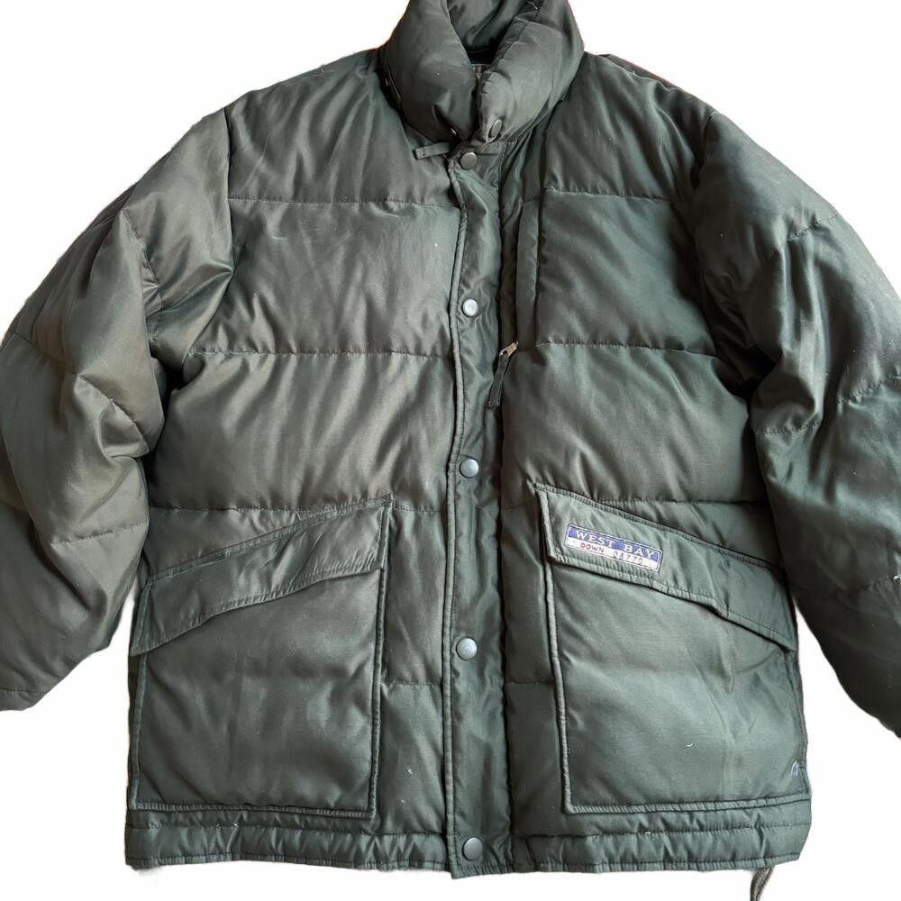 Designer Vintage West Bay Dark Green streetwear winter puffer jacket Size US XXL / EU 58 / 5 - 1 Thumbnail